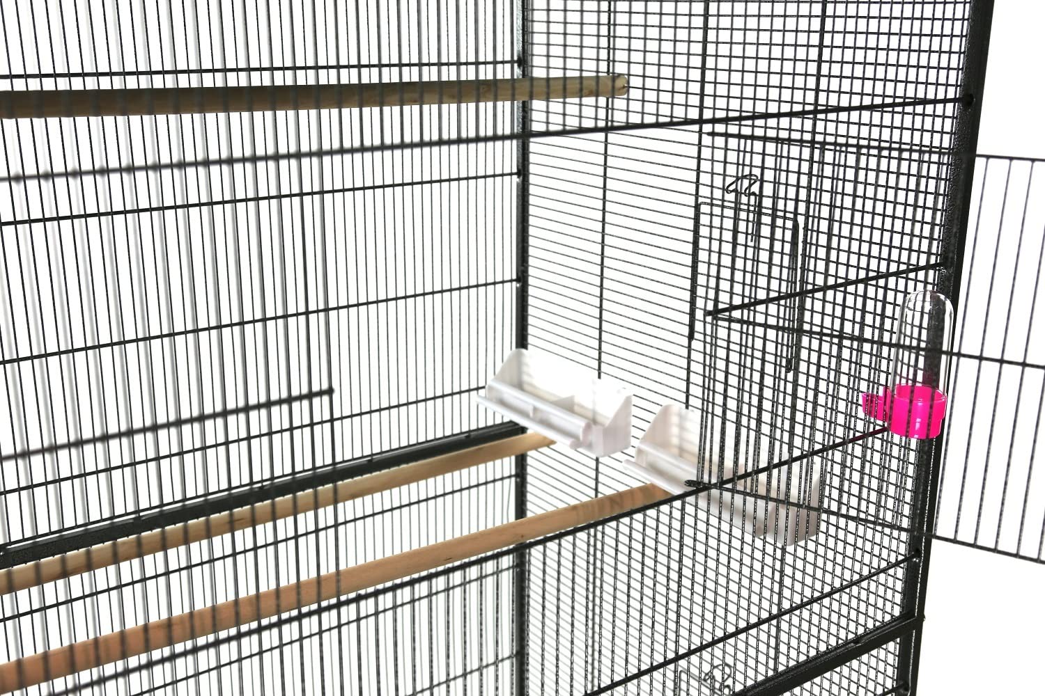Merschbrock Vogelkäfig, große Vogelvoliere, Schwarz, L 85 x B 60 x H 148 cm, Beweglich, Einfache Reinigung, Zeitloses Design