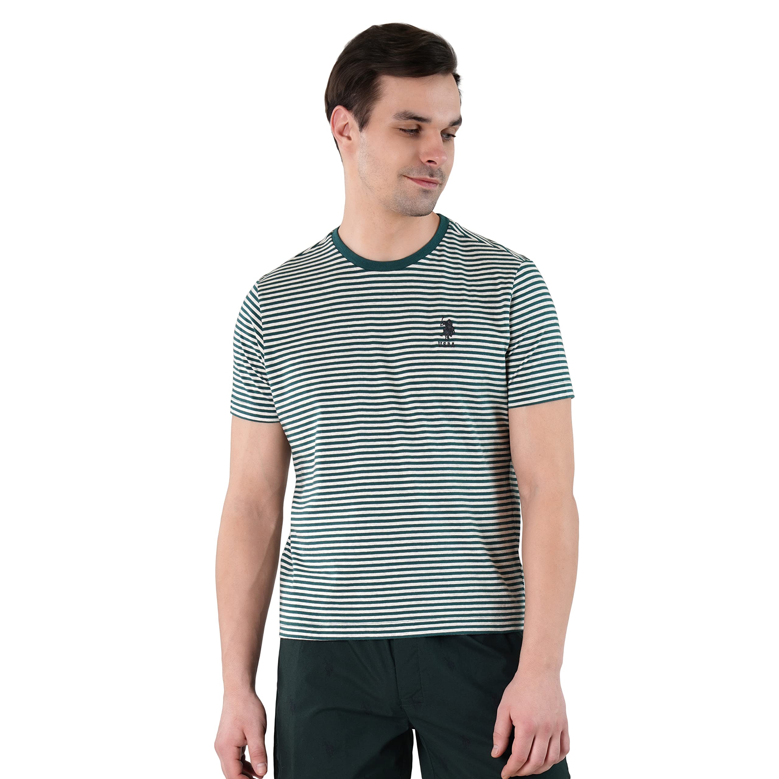 Men's Cotton Regular Fit Yarn Dyed Stripe LE002 Lounge T-Shirt (Pack of 1)