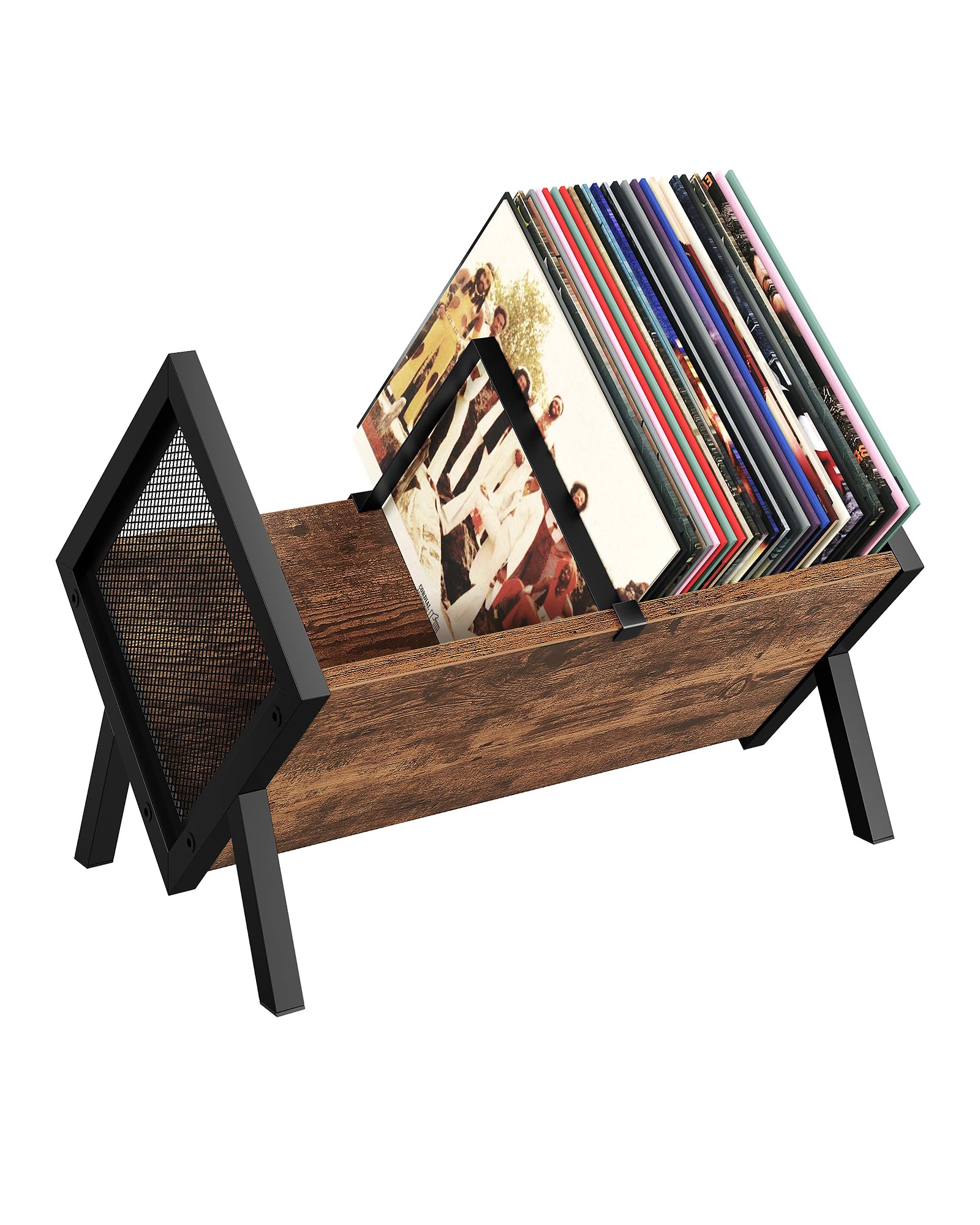 CHOEZON Vinyl Record Holder, Vinyl Record Storage Rack, Album Display Rack, Versatile Storage Shelf, Album Organizer, for Magazine, Files, Book, Rustic Brown Black TCW01BF