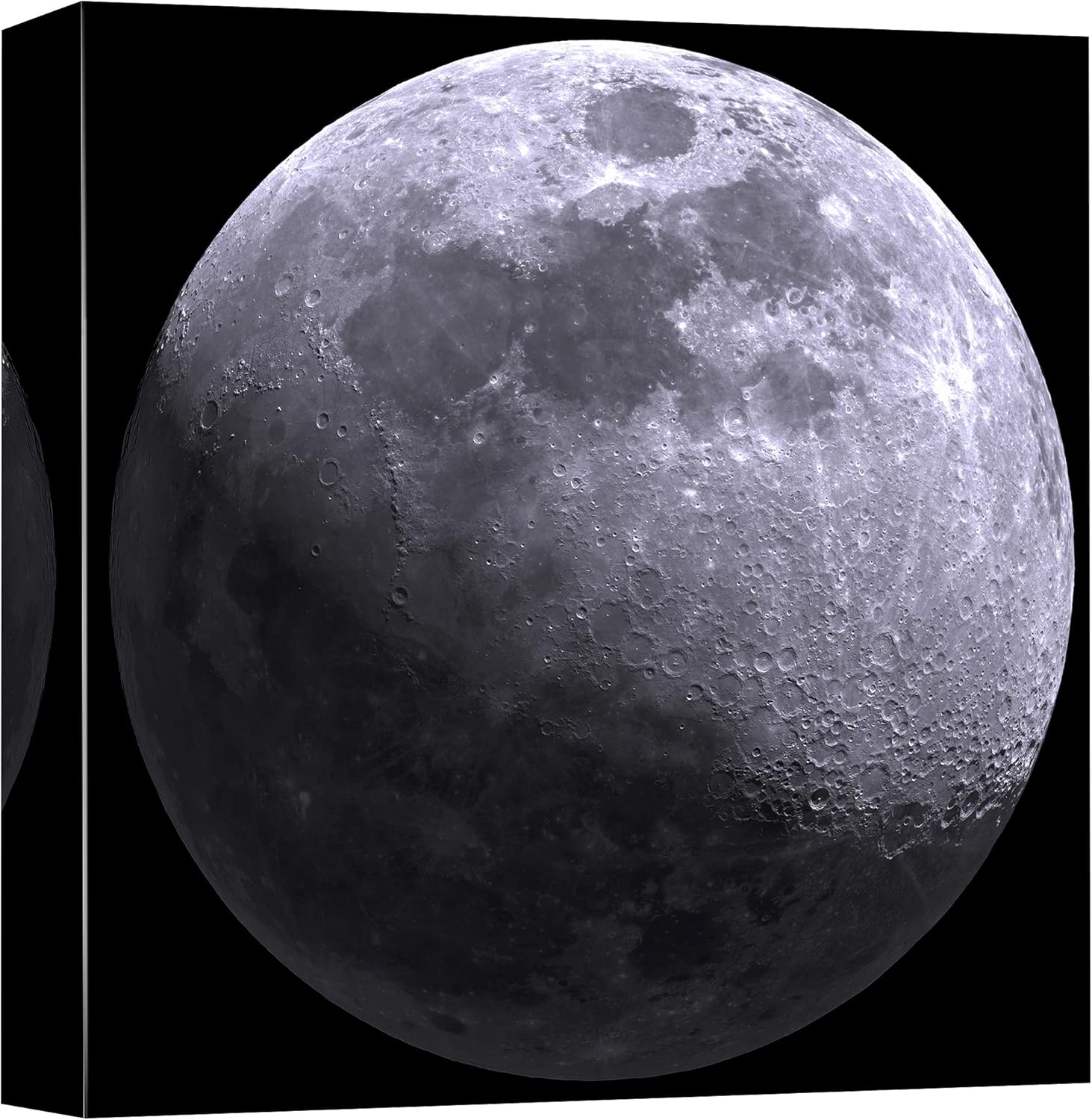 SIGNFORD Canvas Print Wall Art Blue Moon Twinkles with Stars in Space Astronomy & Space Sky Digital Art Modern Art Glam Scenic Relax/Calm Multicolor Dark for Living Room, Bedroom, Office - 16"x16"