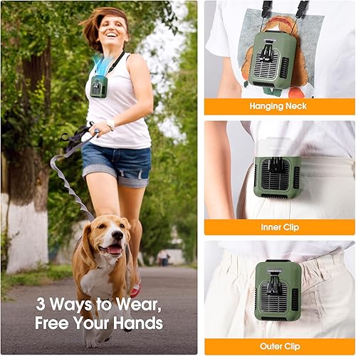 Miniatura 2 de ecstal Ventilador portátil 3 en 1, ventilador de clip de cintura, ventilador personal para el cuello con cordón, tiempo de trabajo 25 horas,