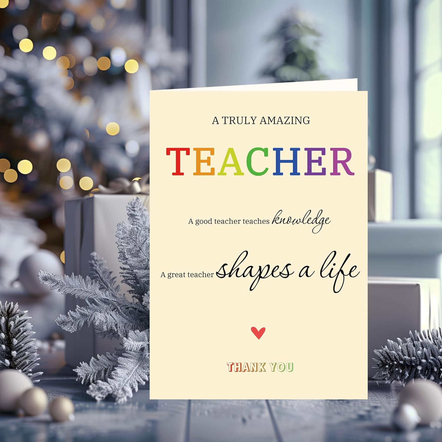 2-Pack Teacher Thank You Cards – “A Great Teacher Shapes a Life” – Colorful Rainbow Design – Blank Inside – With Envelopes & Stickers - Image 5