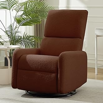 360° Rocking Chair, Nursery Rocker Chair with Side Pockets, Glider Nursing Chair with Steel Structure Base, Small Chair for Small Spaces, Sherpa Swivel Accent Chairs for Living Room, Nursing
