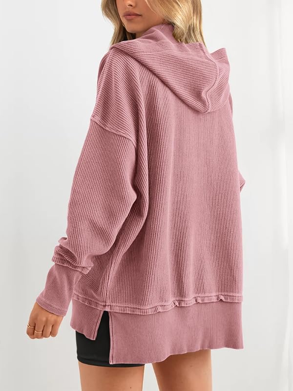 Womens Oversized Sweatshirt Button Down Hoodie image 5