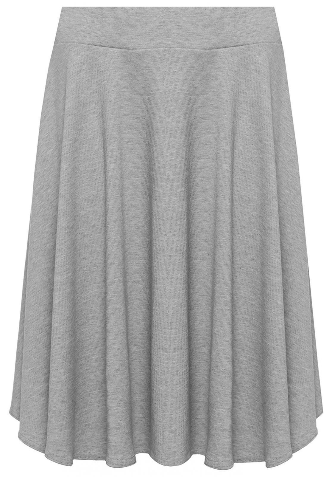GOSTYLES® Womens Plain & Tartan Soft Stretch Midi Skirt, Ladies Knee-Length Elasticated Waistband Swing Style Scottish Check Skater (Silver, 20)