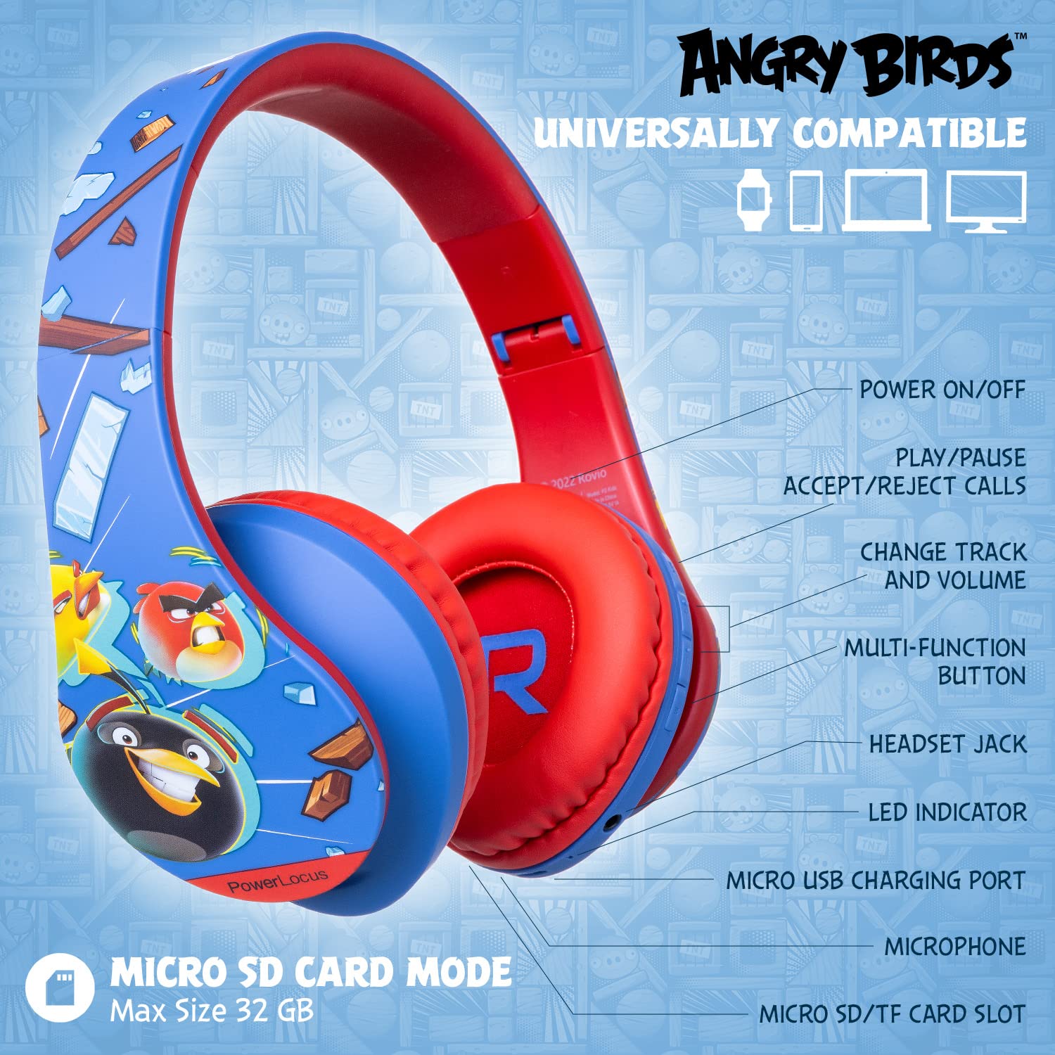 PowerLocus Cuffie Bluetooth Senza Fili,