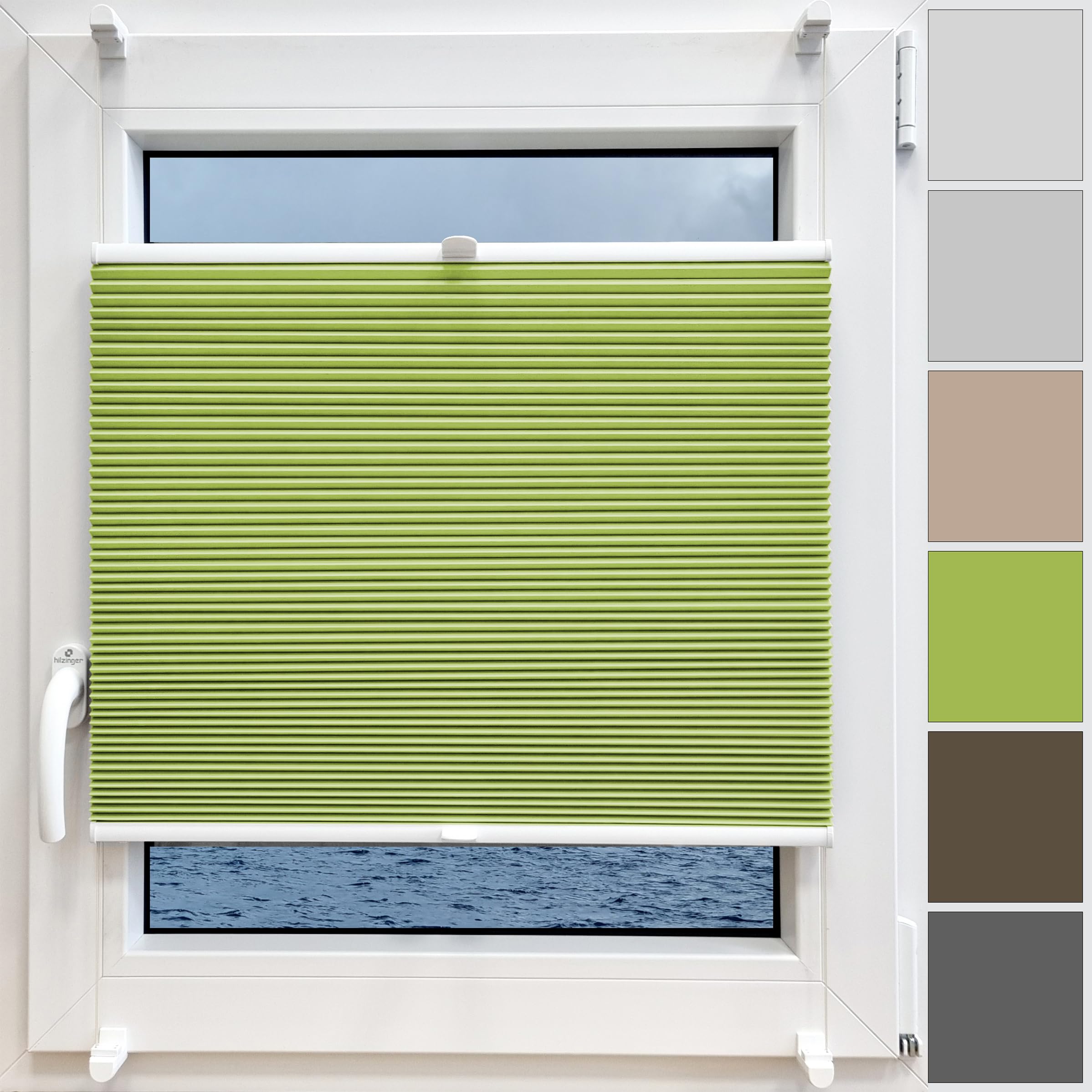 Wabenplissee ohne Bohren Plissee Rollo nach Maß Verdunkelungsrollo Thermorollo für Tür und Fenster Breite 35-140 cm Höhe 30-220 cm lichtundurchlässig Waben Thermo Beschichtung Silber