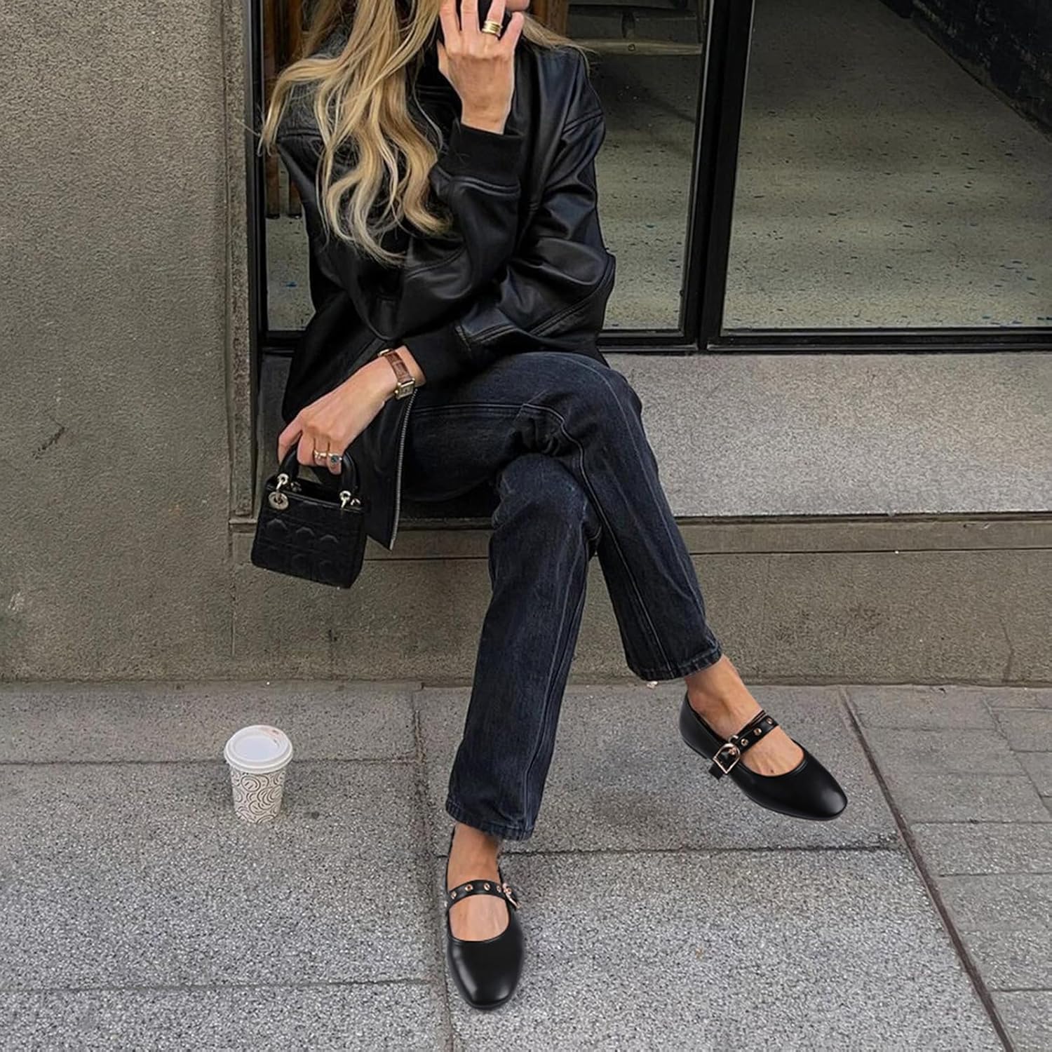 CouieCuies Women's Mary Jane Flats Round Toe Ballet Flat with Buckle Dressy Comfortable Maryjane Flats Adjustable Strap Office - Image 3