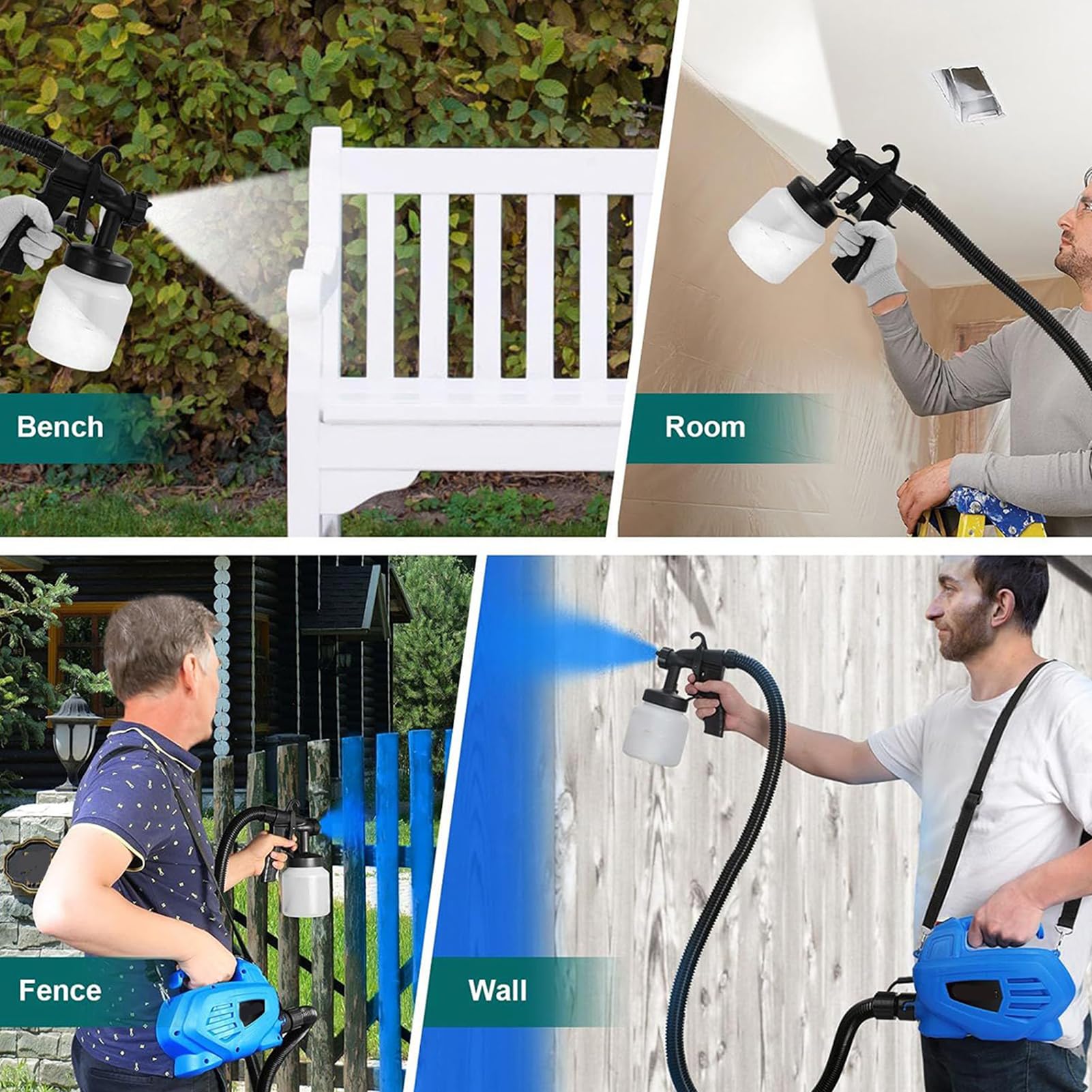 Pistolet Do Malowania Elektryczne Narzędzie Natryskowe Z Wężem | Pojemnik 800ml Narzędzia Do Remontu I Modernizacji Domu Do Mebli, Domu, Wnętrz, Zewnętrznych Ścian, Drzwi, Szafek, Ogrodu
