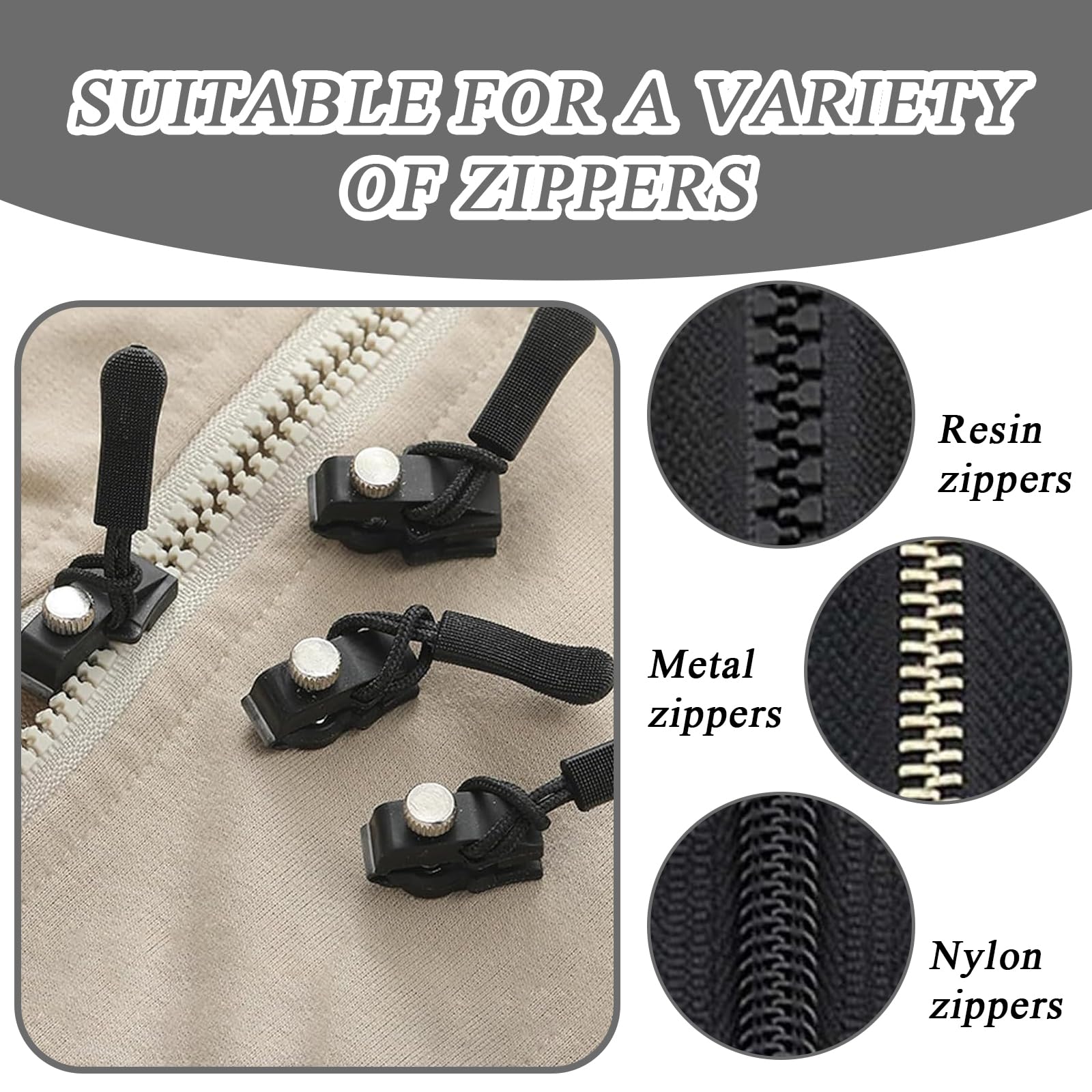 FixNZip Cerniera Kit Riparazione - Grande Ricambio Zip Slider FixNZip Cerniera Kit Riparazione - Grande Ricambio Zip Slider