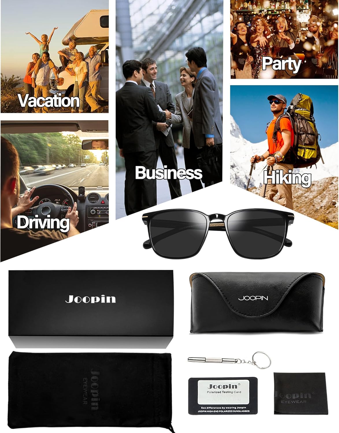 Joopin Acetate Square Sunglasses for Men Women Retro Sun Glasses Polarized UV Protection Shades Sunnies - Image 6