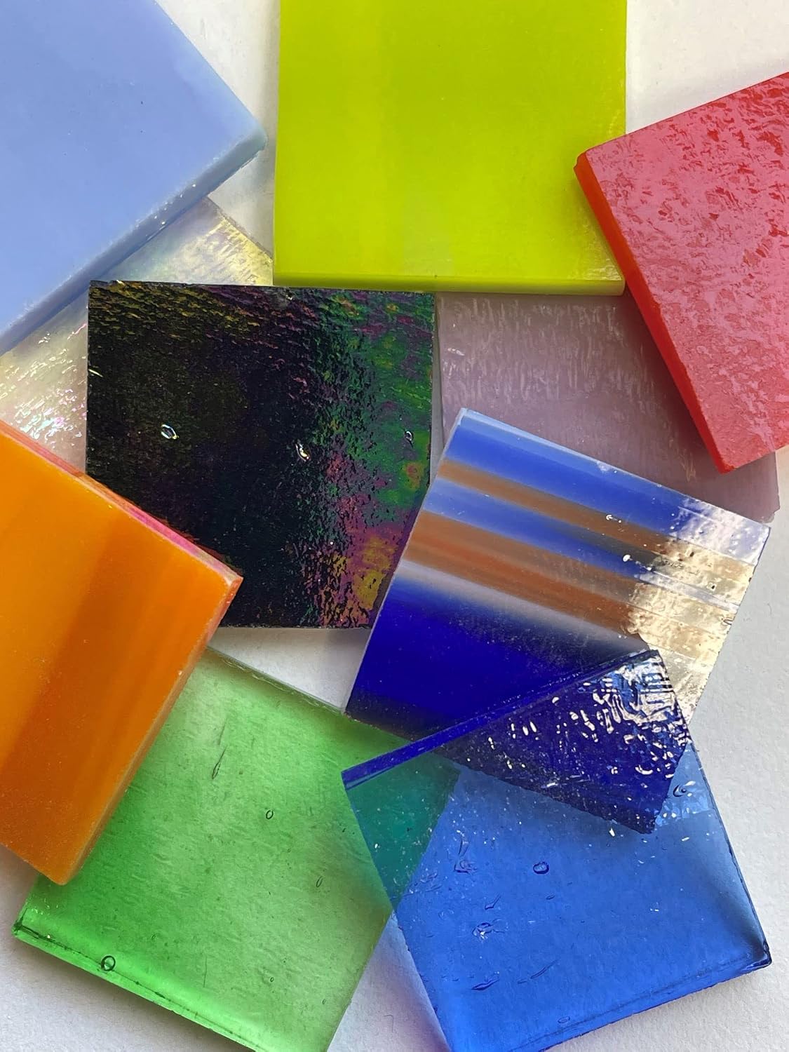 Pre-Cut Fusible 1-inch Square Oceanside/Wissmach Glass Assorted Colors 3mm Sampler Pack, 96 Coe, 10-Pack by Stallings Stained Glass… By Stallings Stained Glass