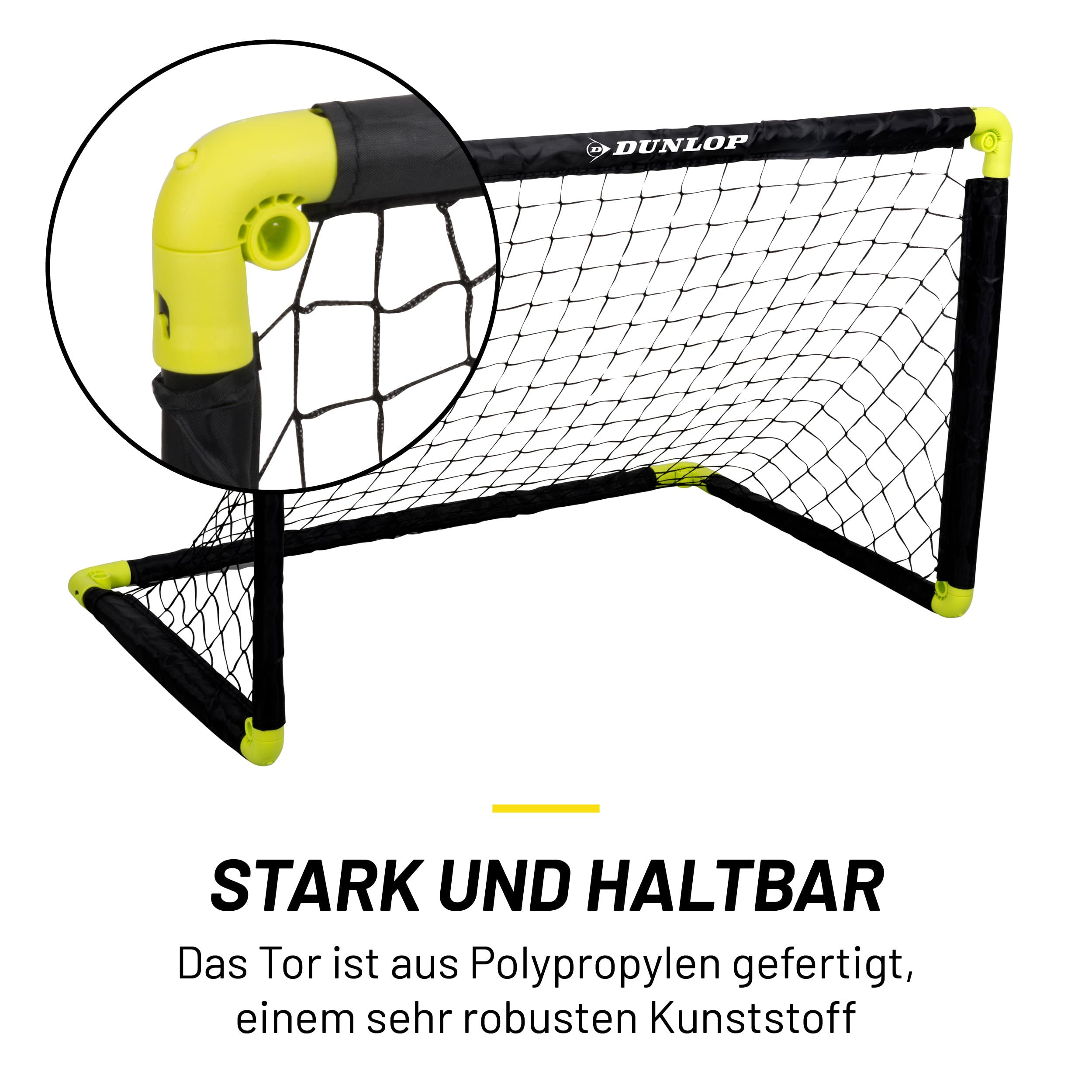 Dunlop Fußballtor - Fussballtor - Faltbares fußball Tor - Fussballtore für Garten Kinder - Fussball Trainingszubehör für Innen und Außen - Schwarz/Gelb