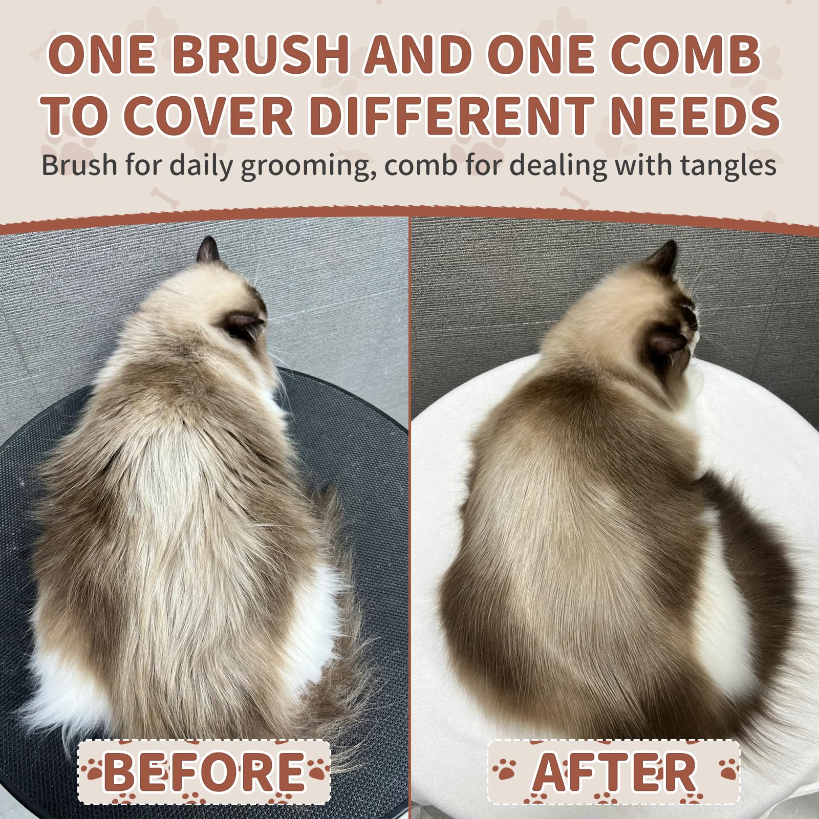 Cepillo y peine de madera para gatos, cepillo de pelo de gato con cerdas de jabalí náutrales para reducir el desprendimiento y mantener el brillo saludable, herramienta diaria de aseo de