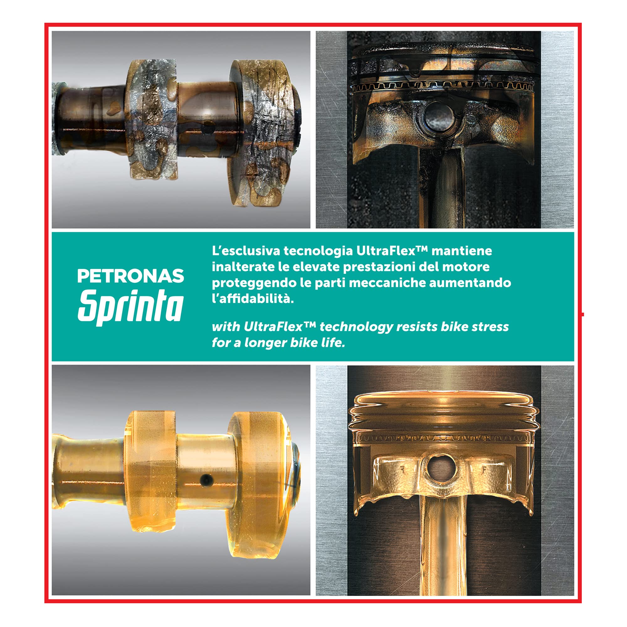 Petronas Sprinta Olio Motore Moto 4T 100% Sintetico 4 Tempi F900 5W-40 API SN - 2 Confezioni da 1 Litro