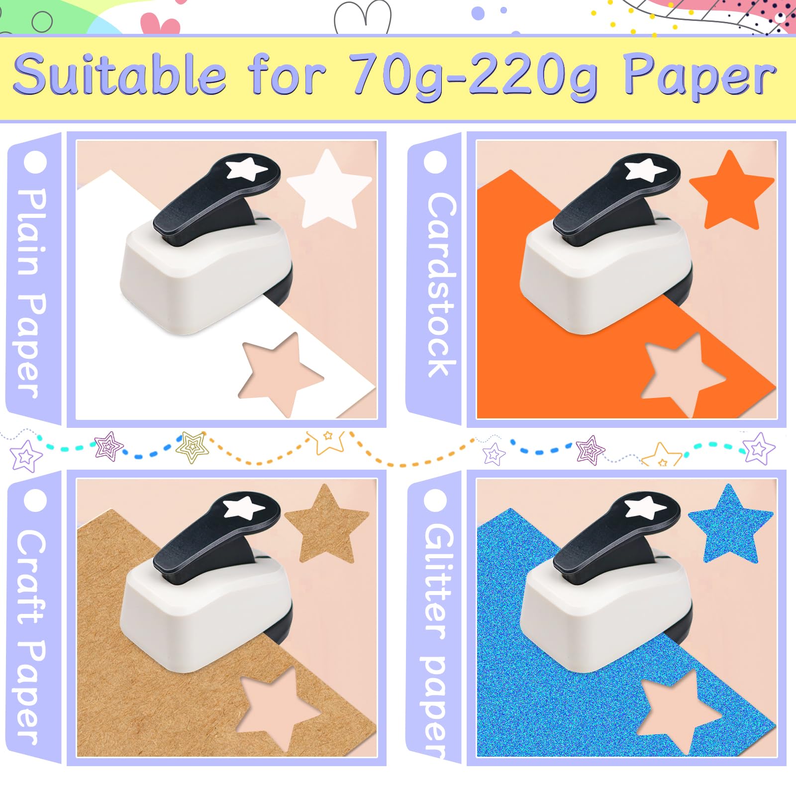 Stern-Lochstanzer, Stern-Papierstanzer, Sternstanzer für Papierbastelarbeiten, StarPuncher zum Basteln, 2,5 cm sternförmige Lochstanzer, Bastelstanzer für Scrapbooking, DIY-Papierprojekte