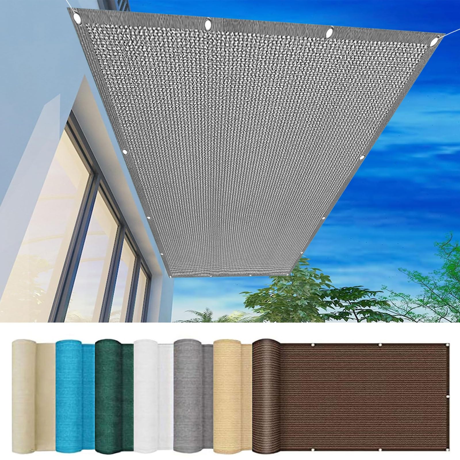 Brise Vue Balcon Exterieur 130 x 725 cm Protection Contre Soleil Paravent de Balcon Opaque avec Oeillets et Cordons, Facile a Poser pour Patio Extérieur Clôtures, Gris