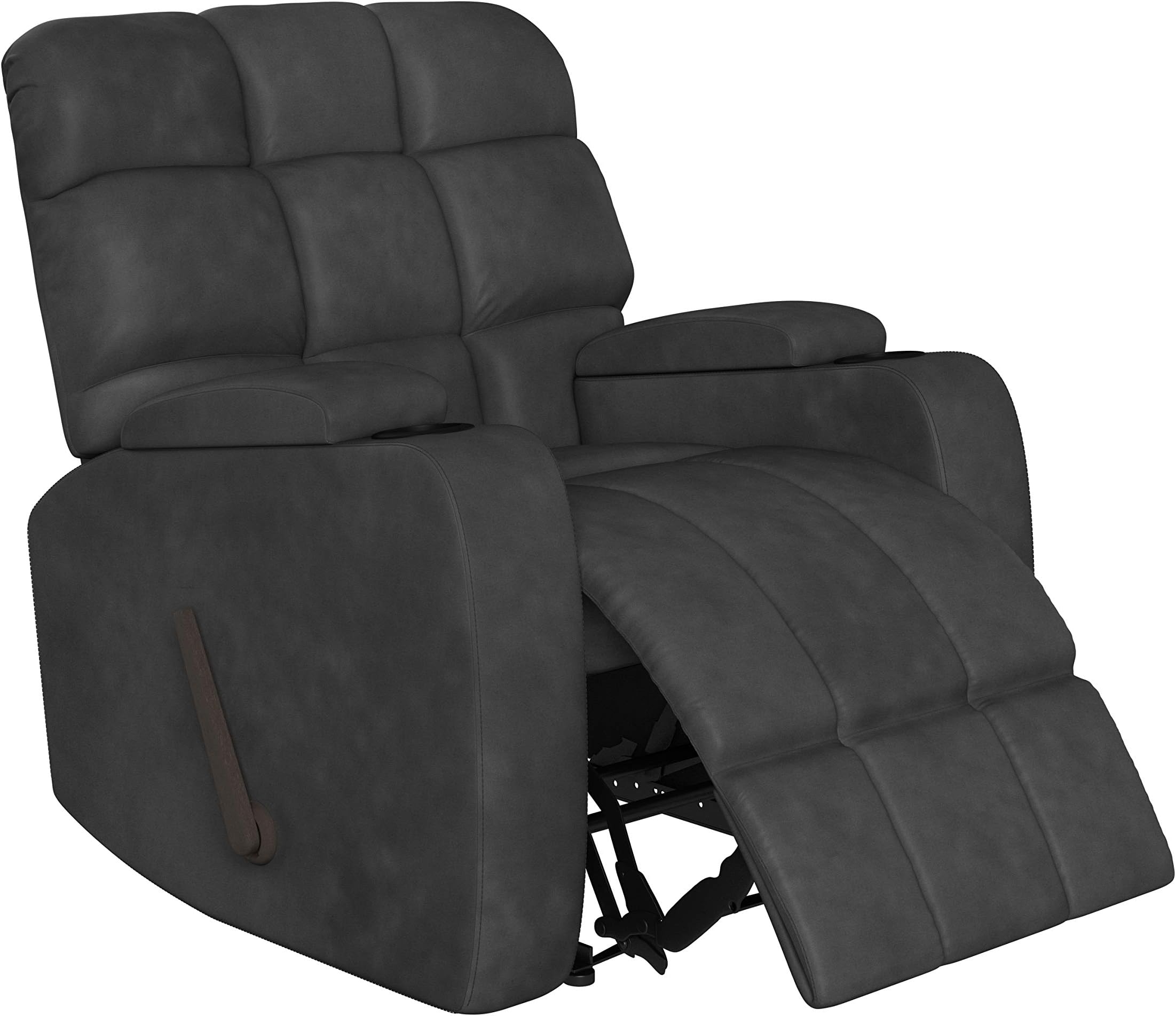 Domesis Montezuma - Microfiber Wall Hugger Storage Recliner Chair, Grey