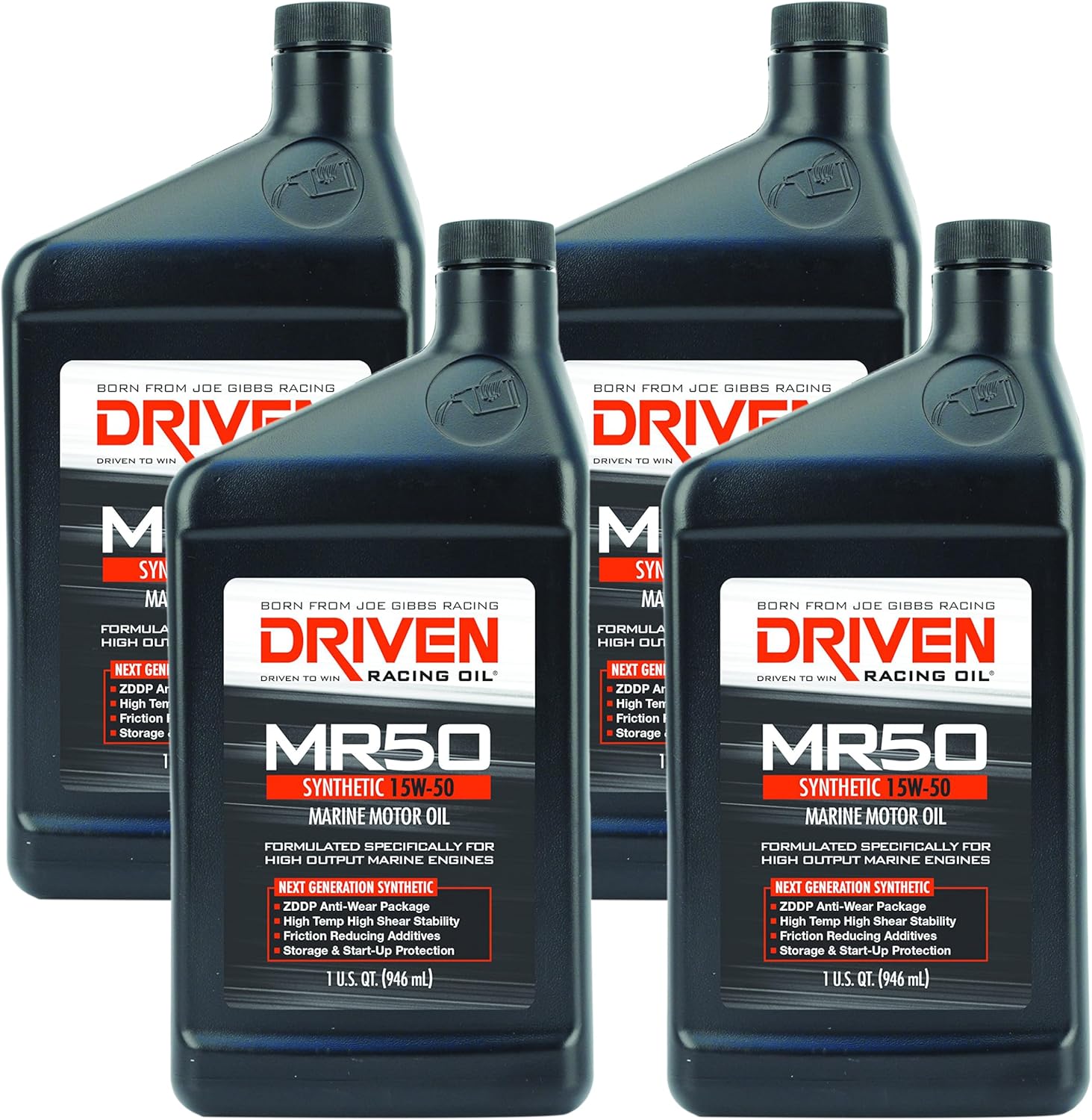 Driven Racing Oil 02606 MR50 Marine High Zinc Synthetic Oil (15w-50 Quart), 1 quart (Pack of 4)