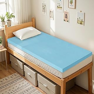 Twin XL Mattress Topper, Gel Infused Memory Foam Mattress Topper, Soft Bed Topper Mattress Pads for Bed, Sofa, RV, CertiPUR-US Certified, Blue, 3 Inch