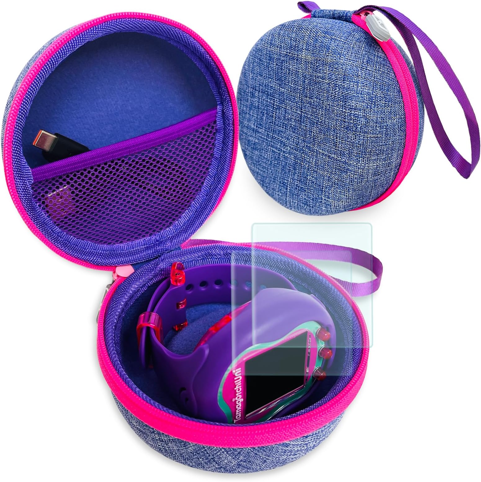 Hard Carrying Case for Tamagotchi Uni, Protective Screen Protector for Tamagotchi Uni Interactive Virtual Pet Band Accessories(Case Only)(Purple)