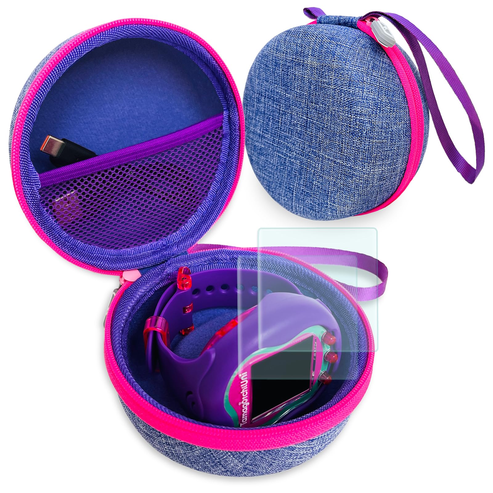 Hard Carrying Case for Tamagotchi Uni, Protective Screen Protector for Tamagotchi Uni Interactive Virtual Pet Band Accessories(Case Only)(Purple)
