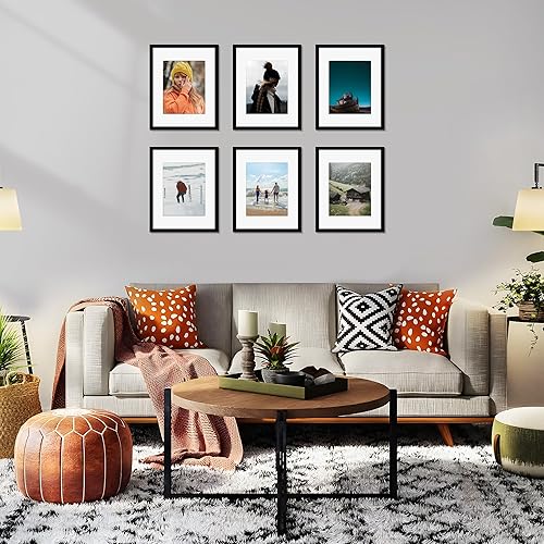 Miniatura 6 de Picrit Juego de 4 portarretratos de 11 x 14 pulgadas, hechos de vidrio real de alta definición, para exhibición de 8 x 10 pulgadas con paspartú o de