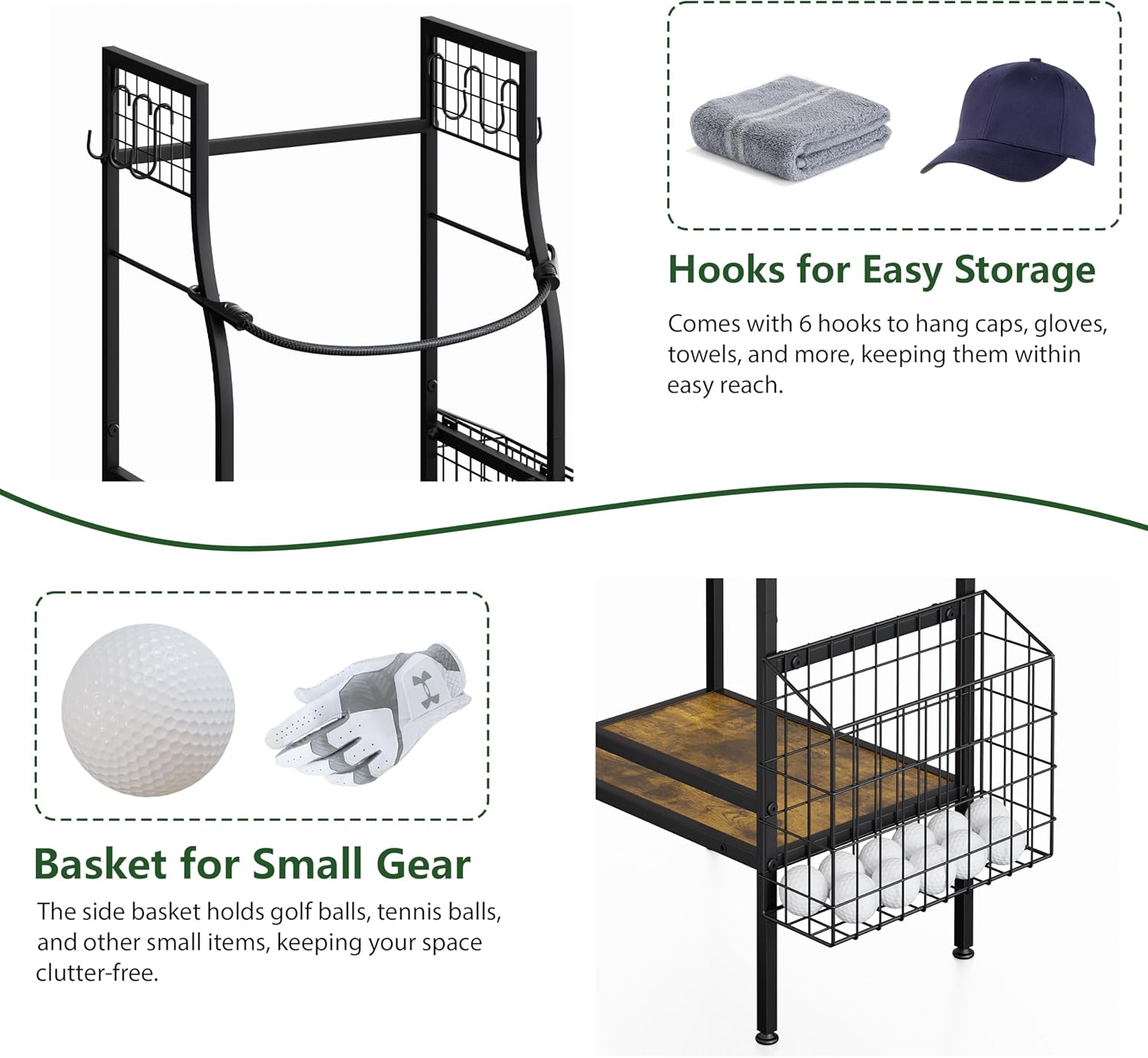 Golf Bag Organizer for Golf Storage, Freestanding Single Golf Bag Stand For Golf Bag Accessories, Compact Golf Bag Storage Rack for Small Spaces, Home or Club Use, Practical Golf Gifts for Golfer