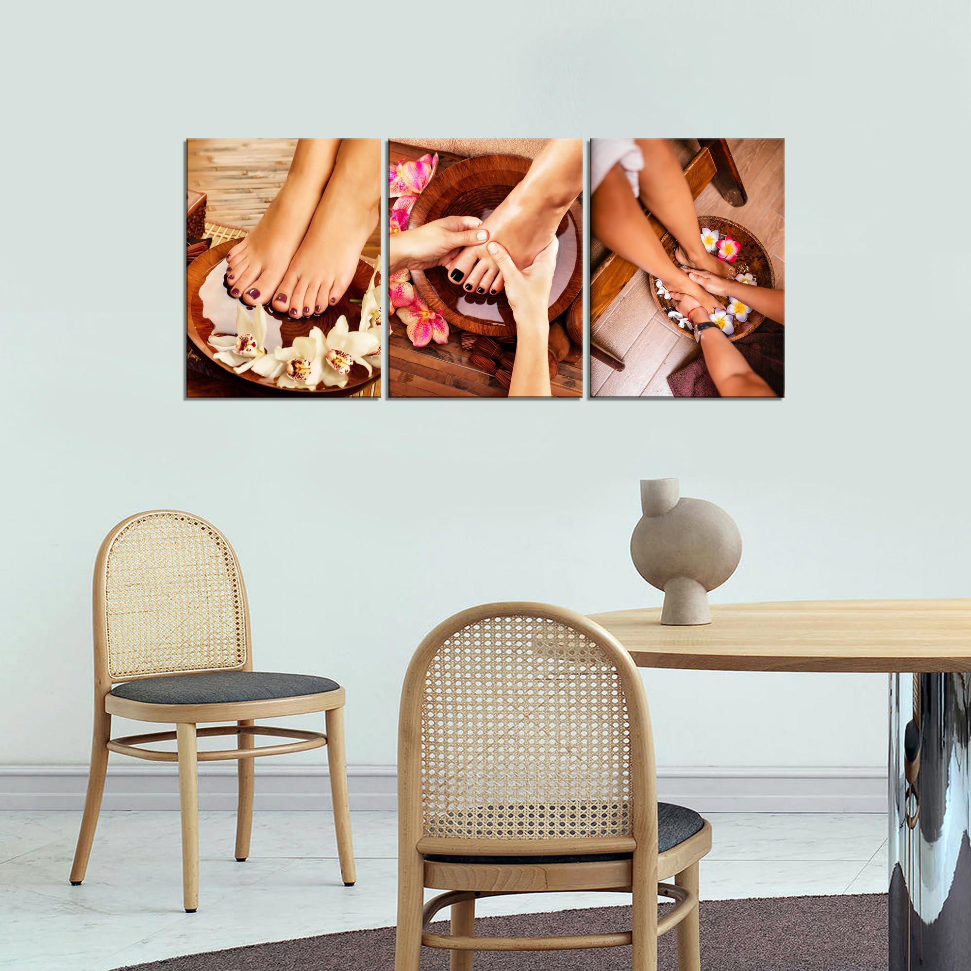 Hände, Pediküre, Spa, Wandkunst, Pediküre, Fußspa, Wanddekoration, Maniküre, Pediküre, Bild, Leinwanddruck, Posterrahmen, Nagelstudio, Schönheitssalon, Wohnzimmer, Badezimmer, Dekoration, 3 Paneele