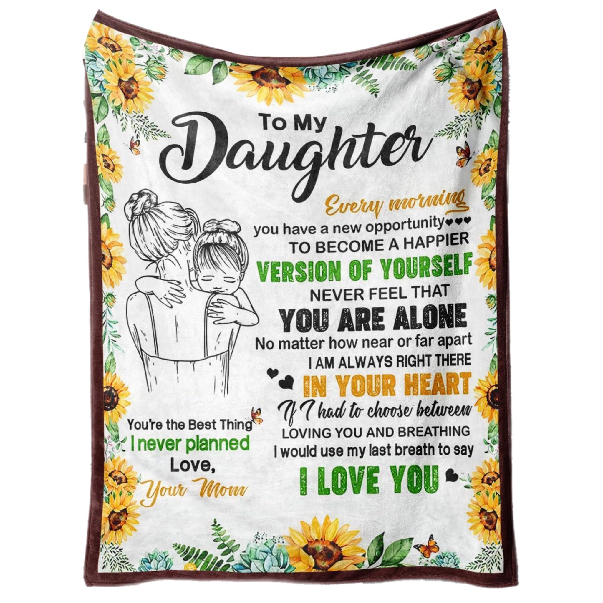 eBoutik - Daughter Colourful Personal Blanket - Daughter's Warm Flannel Soft Throw For Birthday or Anniversary or Valentines 70x100cm (Sunflower)