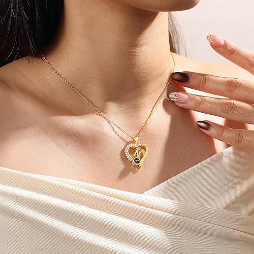 Miniatura 3 de Collar personalizado con inicial para mujer, collar personalizado con foto con imagen en el interior, collar de proyección para mamá, esposa, novia,