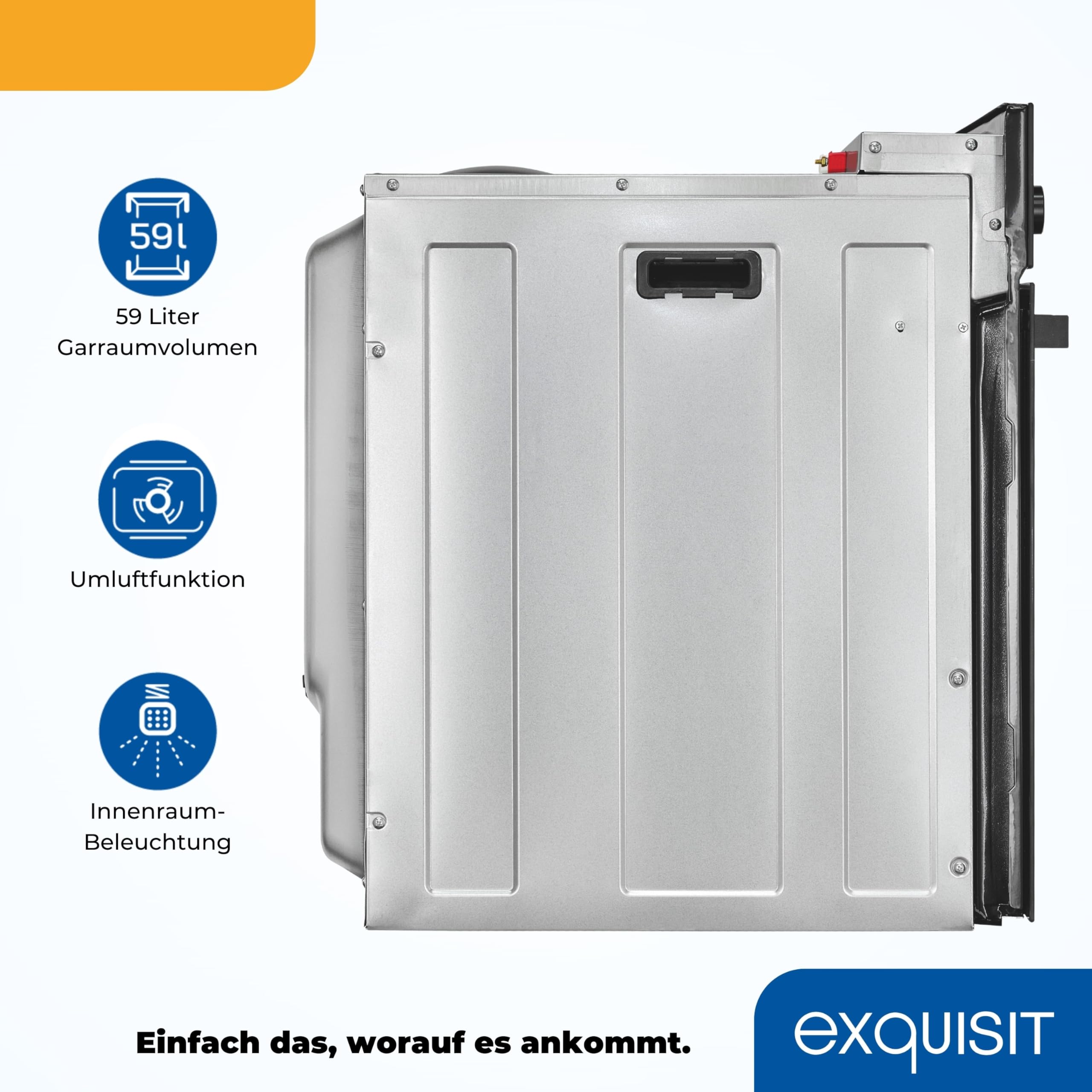 Exquisit Einbauherdset EHE256-U-020-Set schwarz | 59 l Garraumvolumen | 5 Backofenprogramme | Energieklasse A | Kochfeld mit Rahmen