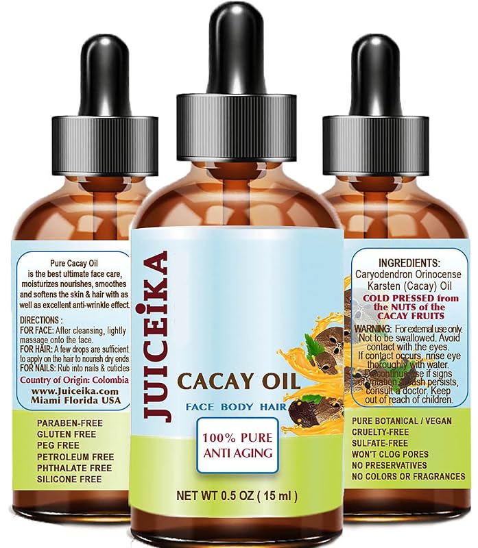 Óleo de Cacay Juiceika 100% puro, virgem, não refinado e prensado a frio, 15 mL