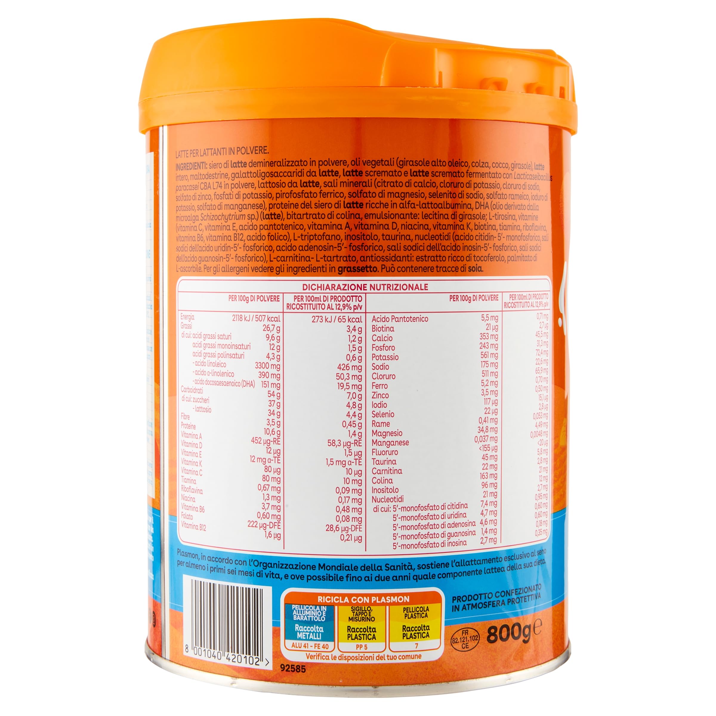 Plasmon Nutrimune 0-12 Polvere 800g