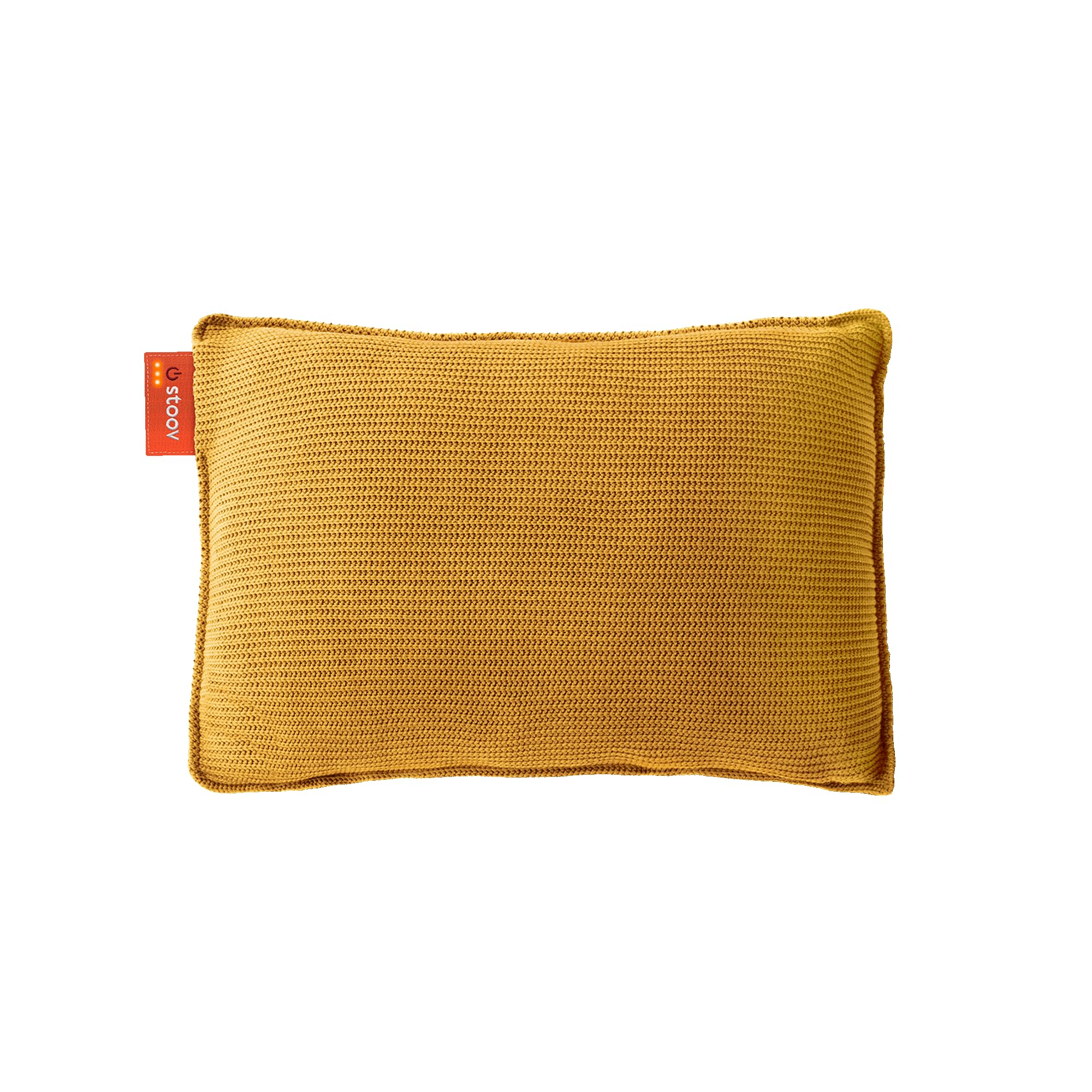 Stoov Heizkissen mit Abschaltautomatik - Kabelloses Wärmekissen mit Standard Akku: 2 bis 4 Std. Wärme - Elektrische Wärmflasche für Rücken & Nacken - Ploov¹ 45x60 cm Gestrickt Gelb