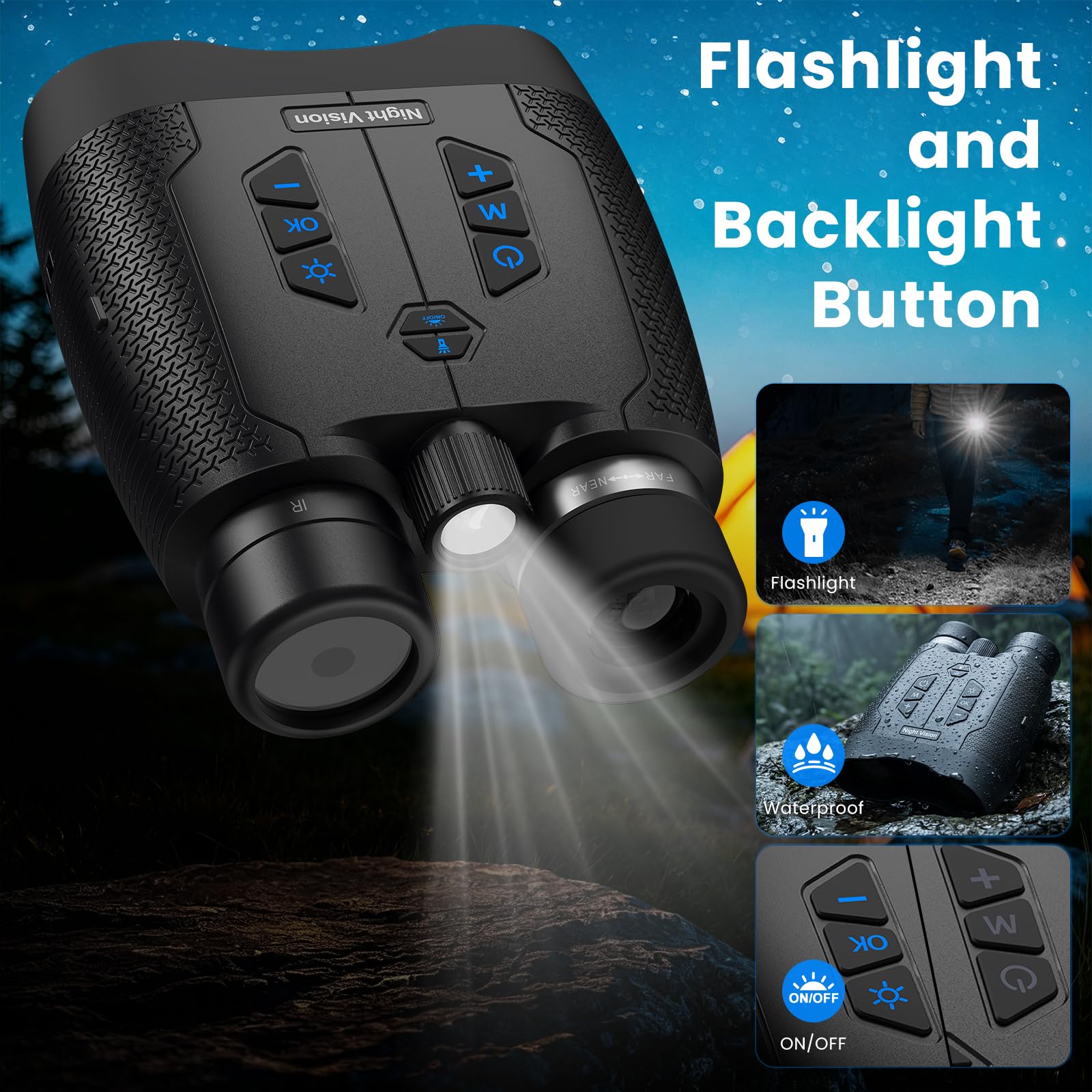 Binocolo Visione Notturna 4K, binocolo a infrarossi, da 40 MP | Batteria da 5000mAh, Zoom Digitale 8X, portata di 500M e Scheda da 32GB per Caccia, Campeggio Sicurezza e Attività all'aperto