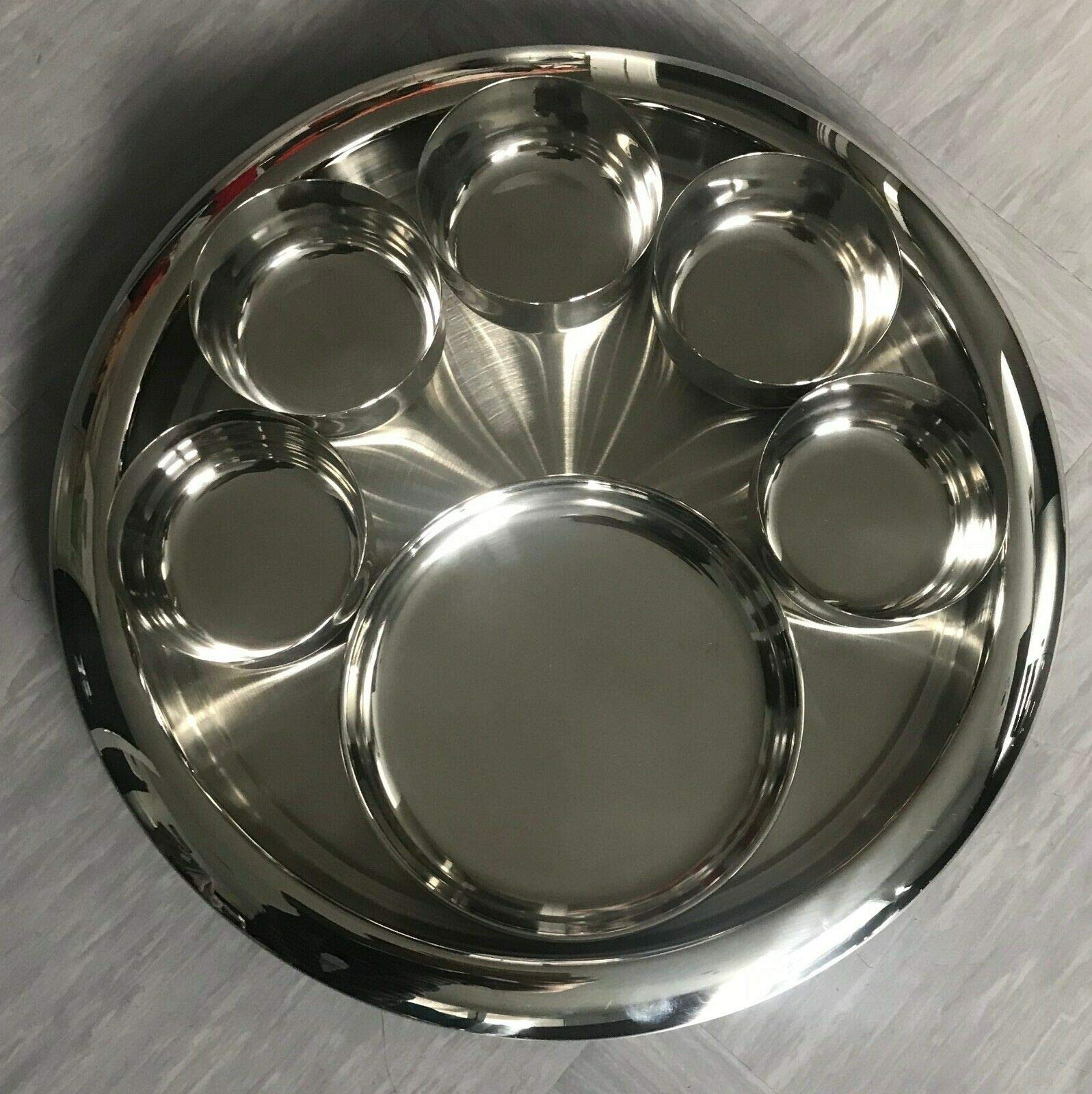 Stainless Steel Indian Thali Set 7 Pc Restaurant Set Menu Meal Plate