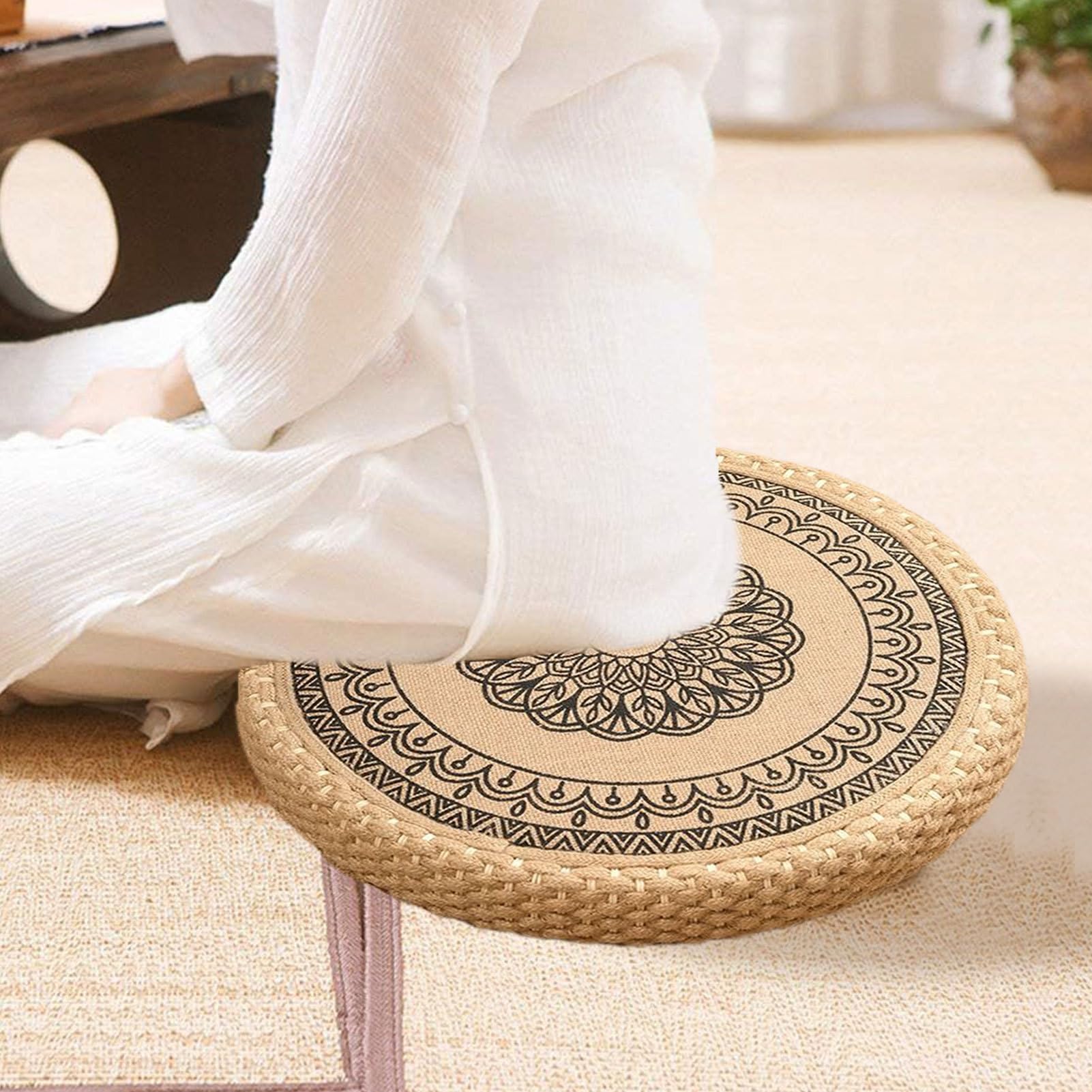 Générique Meditationskissen für den Boden | Meditations- und Yogakissen, Meditationskissen, runder Teppich, Boho, für Yoga und Entspannung zu Hause