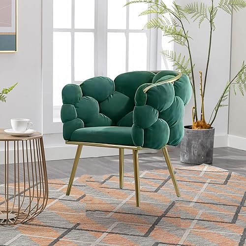 Miniatura 9 de Silla decorativa de terciopelo de lujo, silla de oficina tapizada de terciopelo, silla de terciopelo copetudo, silla de tocador con respaldo y patas