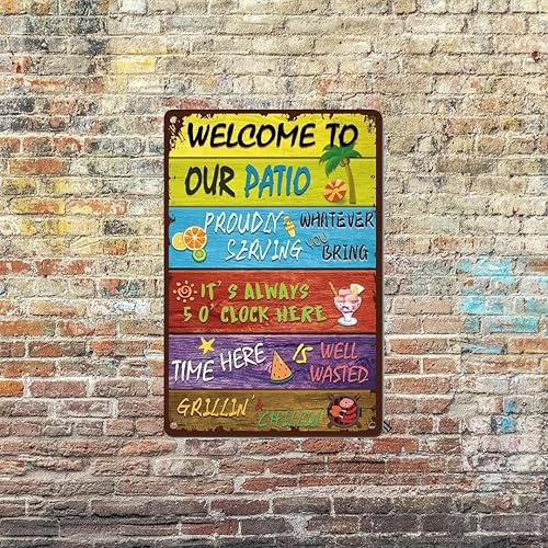 Miniatura 3 de Letrero vintage con texto en inglés "Welcome to Our Patio"  Letreros de bienvenida al aire libre para porche, hogar, jardín, terraza, playa,