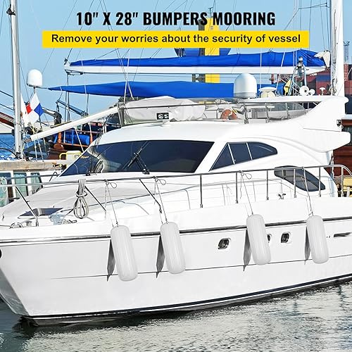 Miniatura 2 de VEVOR Guardabarros para barco, parachoques de vinilo para barcos marinos de 10 x 28 pulgadas, guardabarros inflable acanalado con orificio central