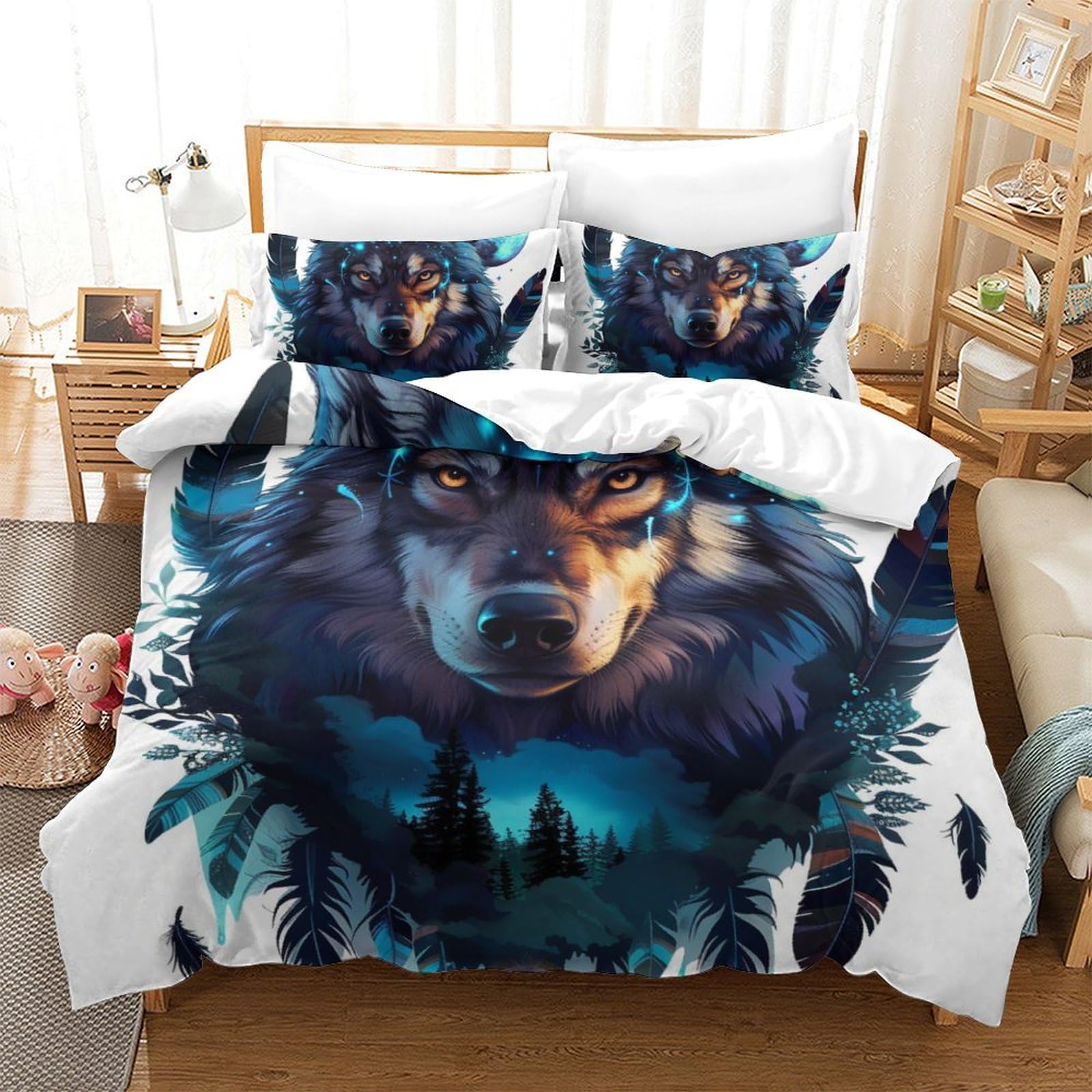 Linge de lit loup 3D microfibre douce pour éviter la transpiration nocturne en été