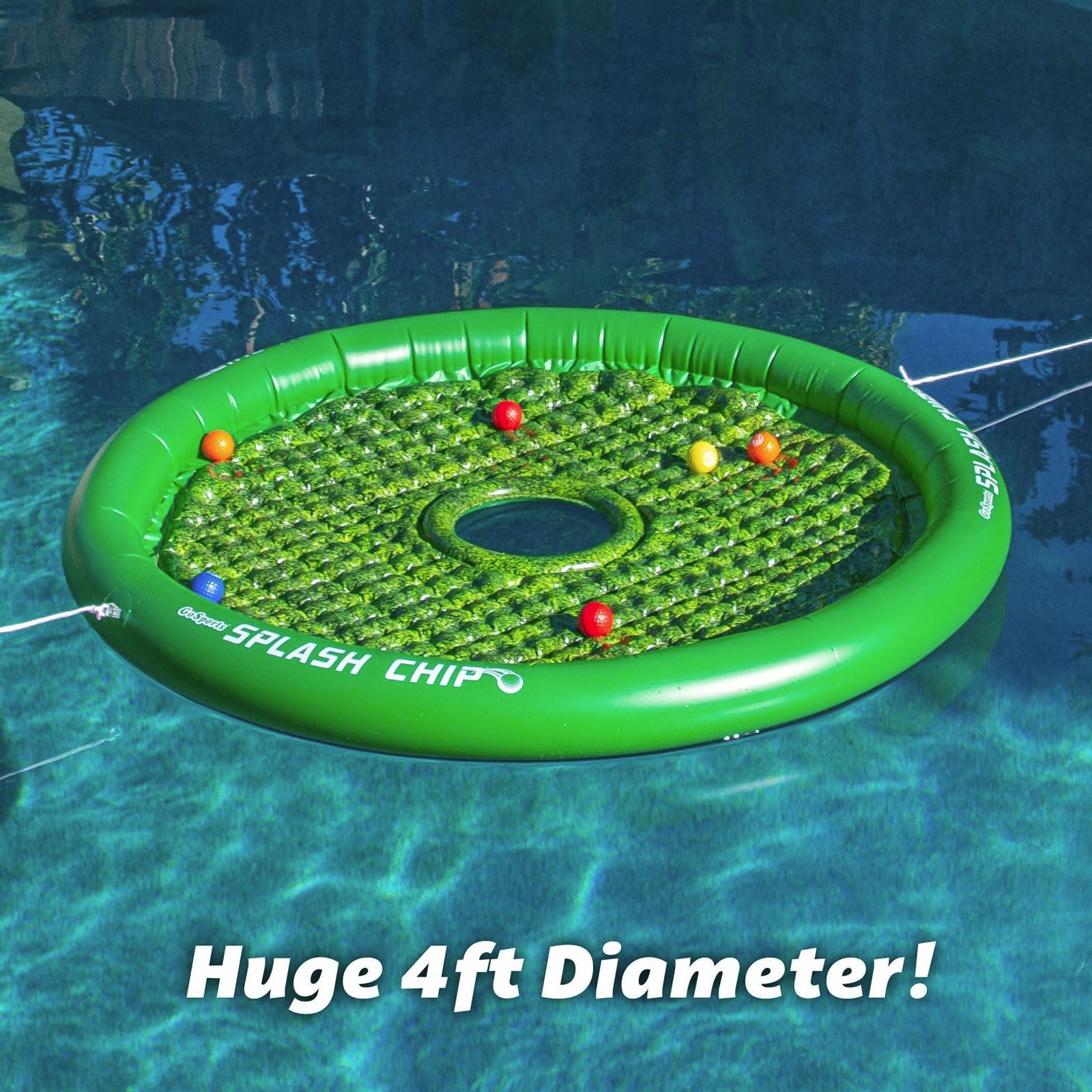 GoSports Splash Chip Jeu Flottant – Cible à ébréchures, 16 Balles de Golf en Mousse, Tapis d'écaillage, Cordes d'attache