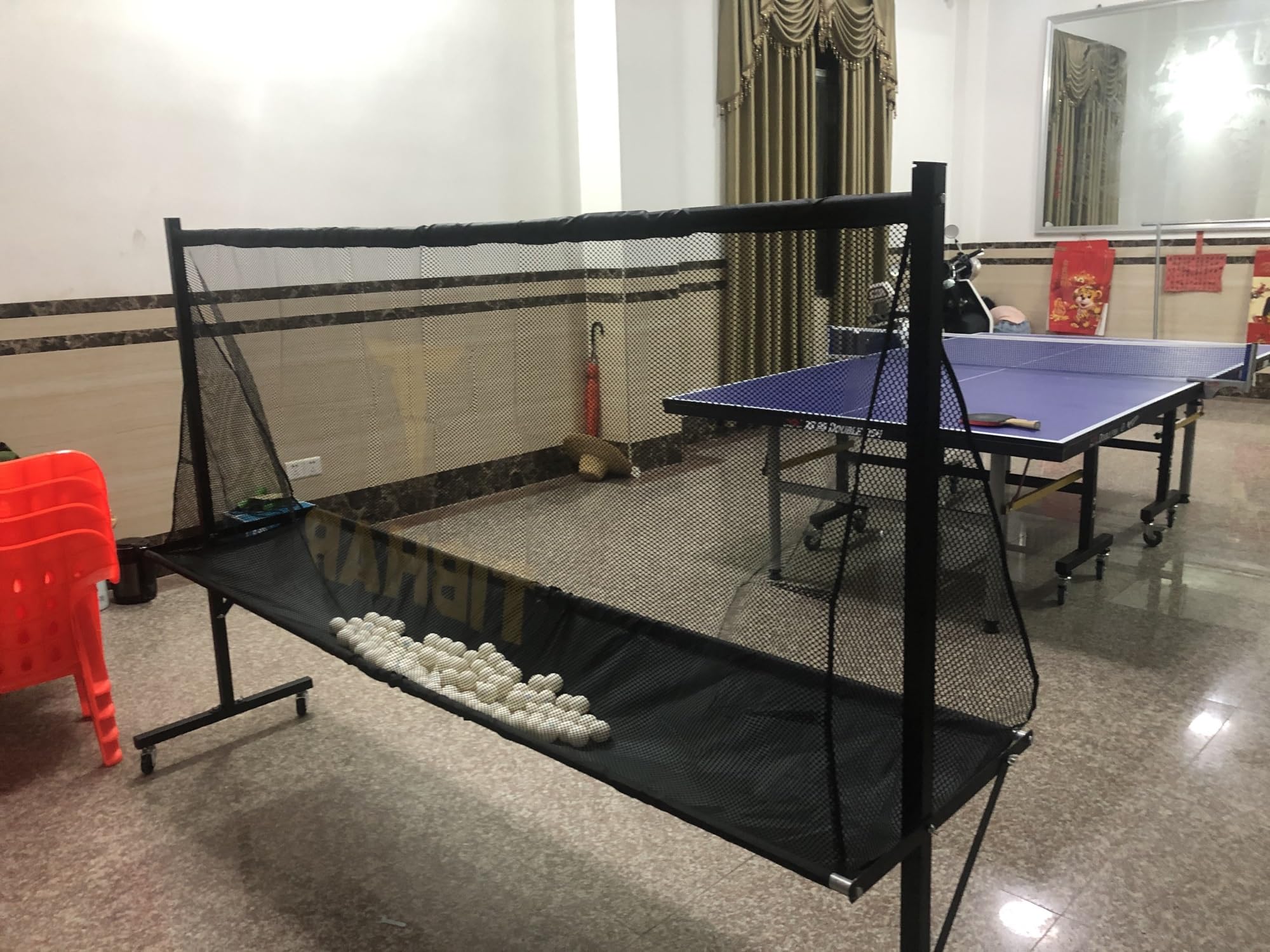 Rete raccoglitore per riciclo da ping pong per adulti e bambini, rete mobile per la raccolta di palline da ping pong per esercizi con più palline, rete organizzativa ausiliaria per allenamento, palest