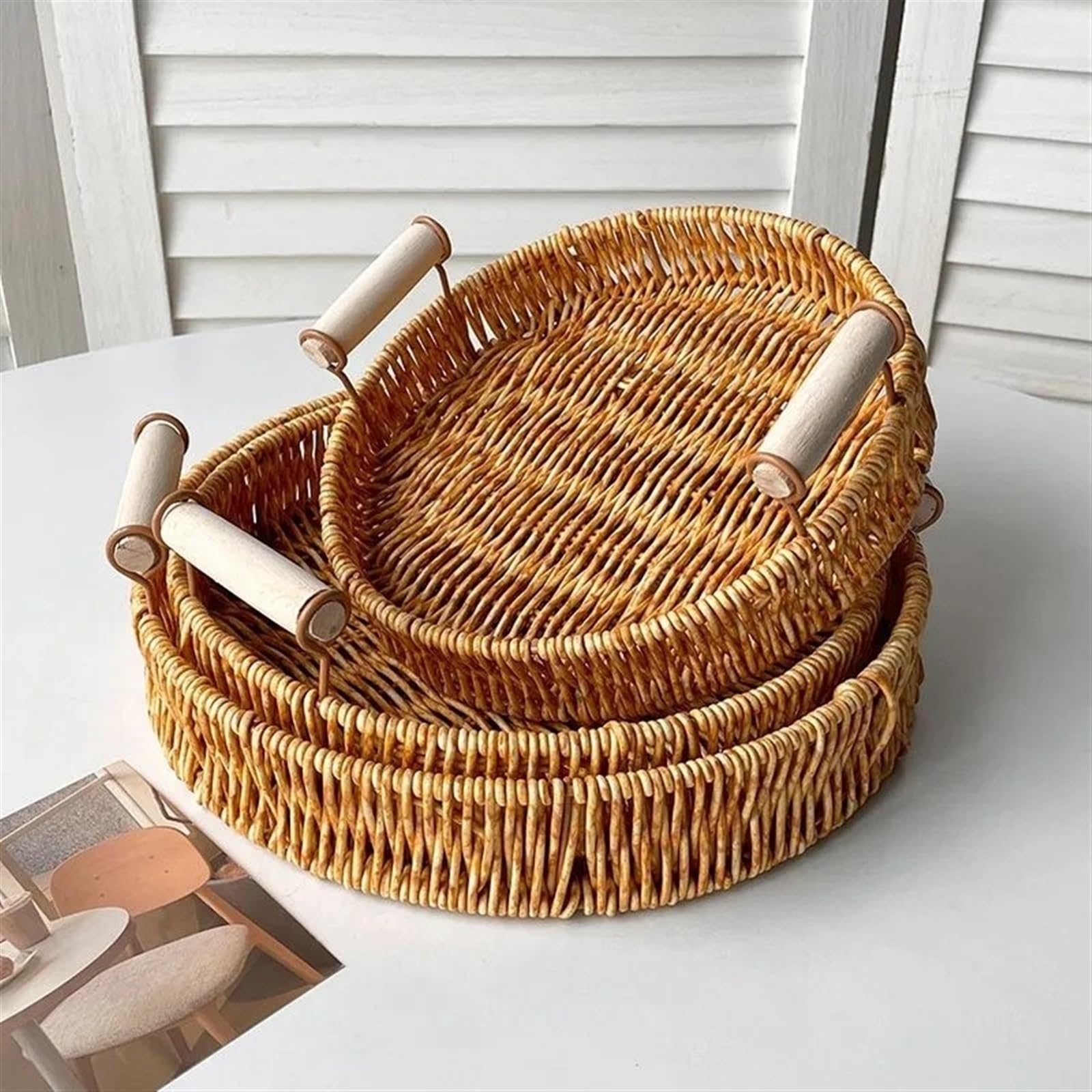 YANGQIHOME Rotan ronde fruitmanden, rieten