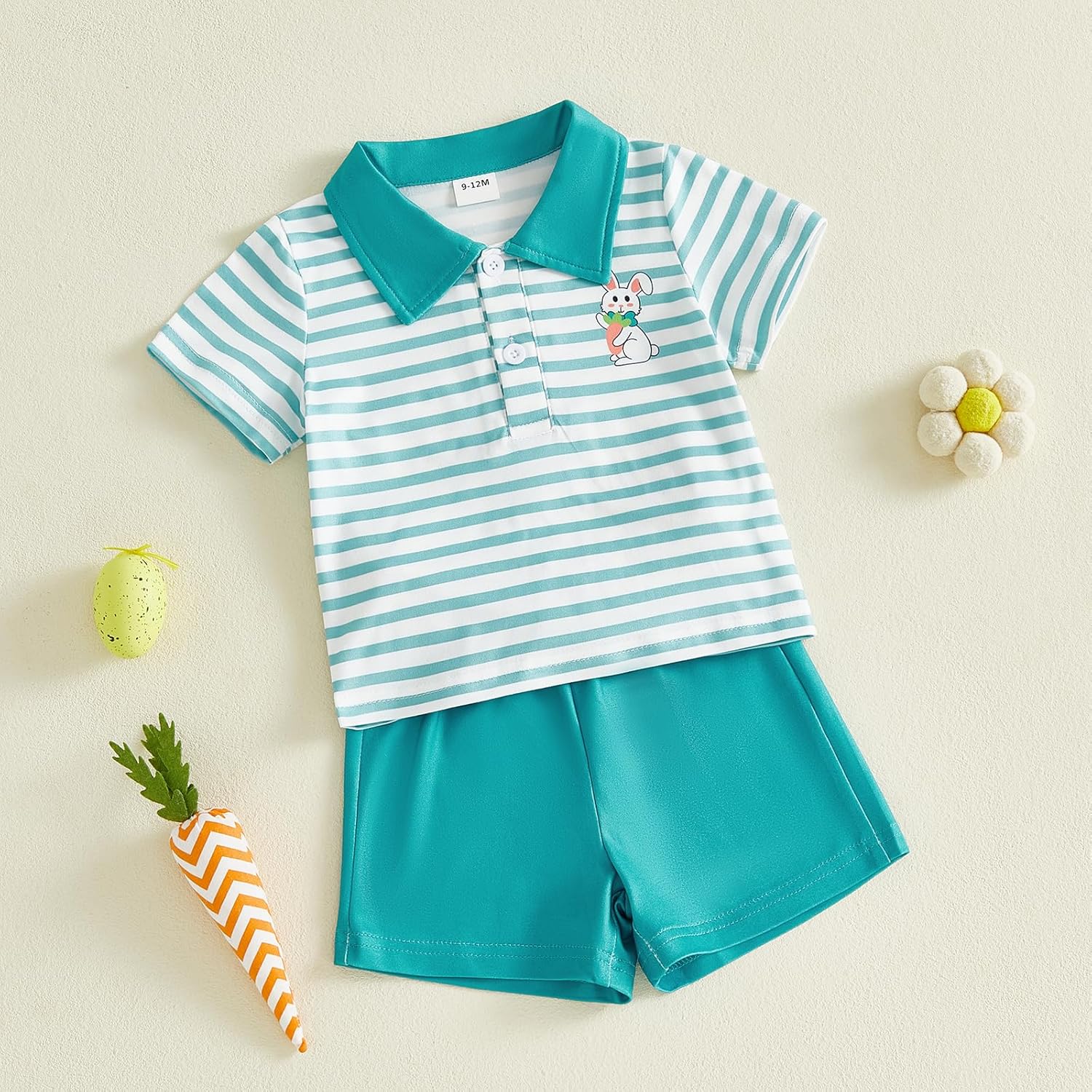 Baby Boy Shorts Set Summer Clothes Toddler Bear Embroidery Striped Short Sleeve Lapel T-shirt Shorts Outfit - Image 3