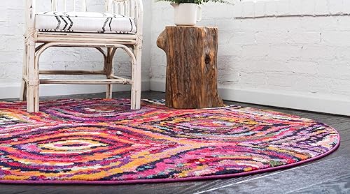 Miniatura 3 de Unique Loom Estrella Collection - Alfombra colorida y abstracta, geométrica, degradada, moderna, de 8 x 8 pies, multicolor y rosa