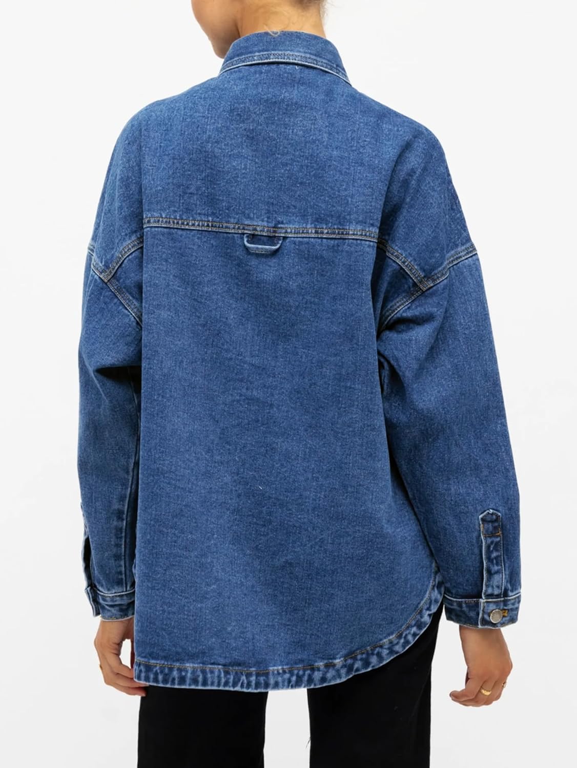 EMMIOL Women Denim Shirts Oversized Long Sleeve Button Down Blouse Distresse Jean Jacket Fall Outfits 2026 - Image 5