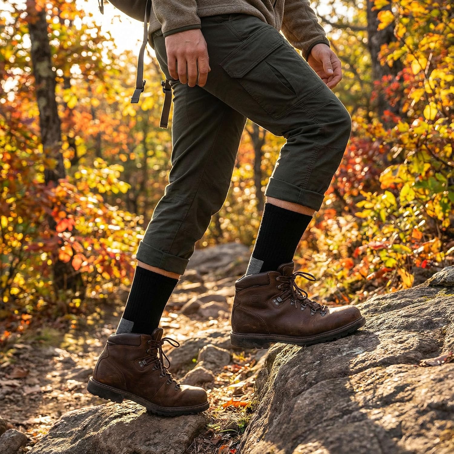 WANDER Merino Wool Socks Men 3 Pairs Cushioned Calf Boot Socks Moisturing Wicking Everyday Thermal Crew Socks - Image 7