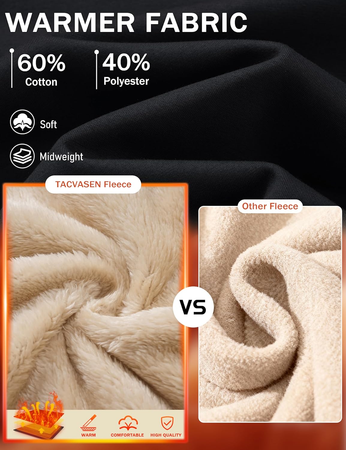 TACVASEN Mens Sherpa Lined Sweatshirts Winter Fleece Midweight Pullover Sweater Warm Crewneck Sweatshirt - Image 4